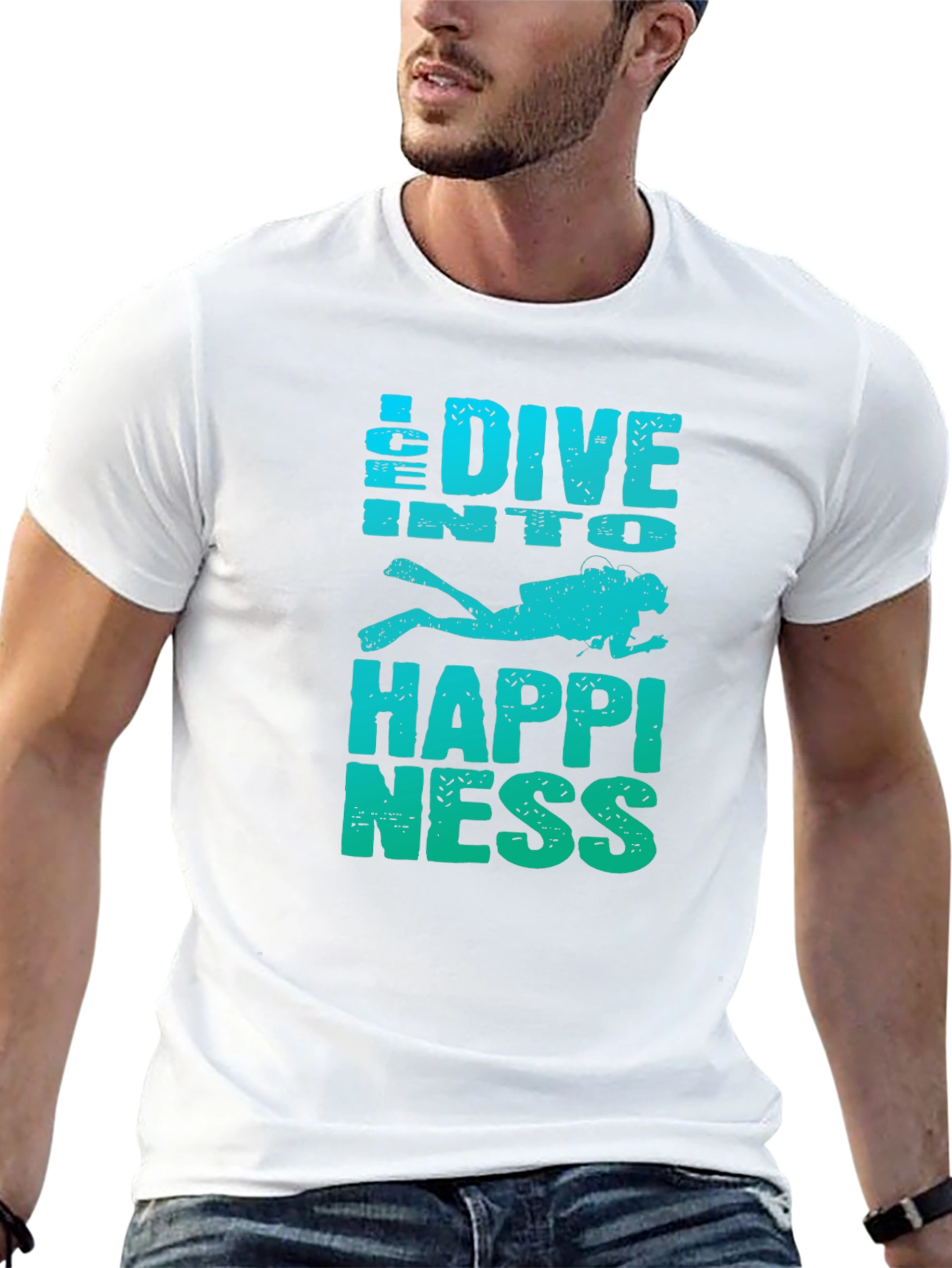 Dive Into Happiness Mens Graphic T-Shirt