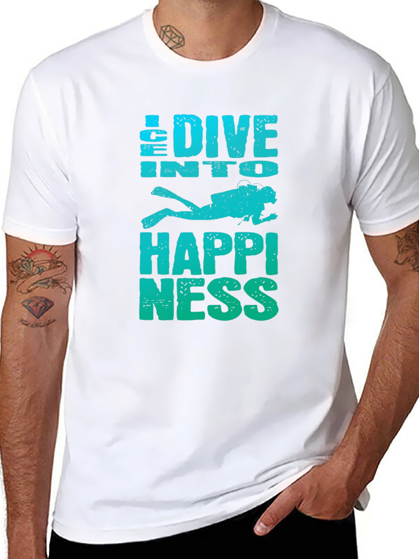 Dive Into Happiness Mens Graphic T-Shirt