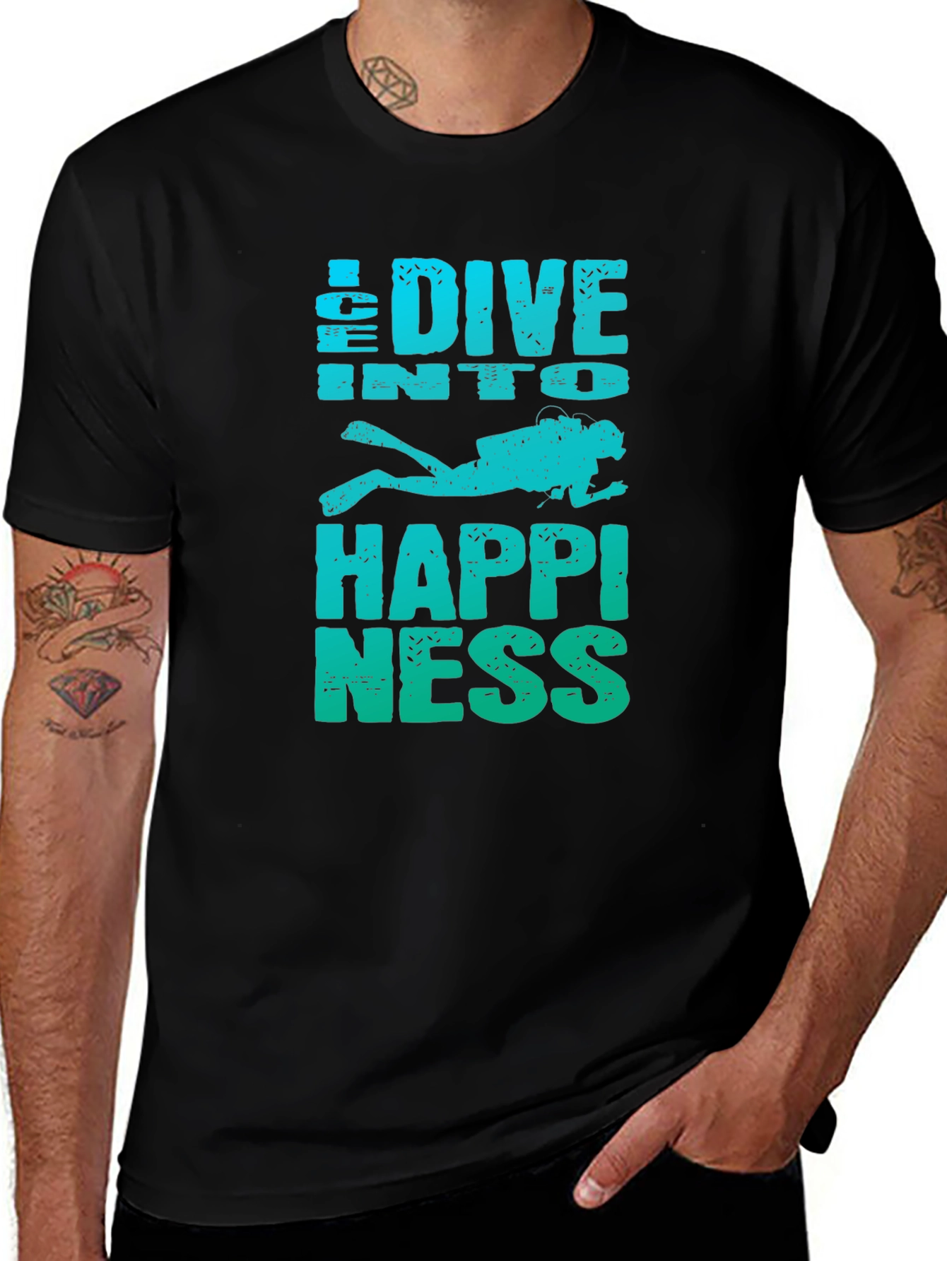 Dive Into Happiness Mens Graphic T-Shirt