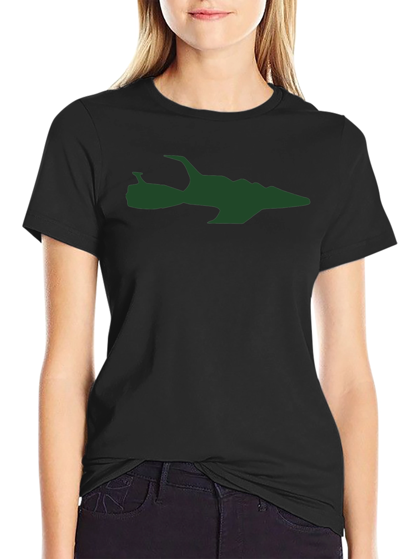 Sci-Fi Spaceship Graphic T-Shirt - Black