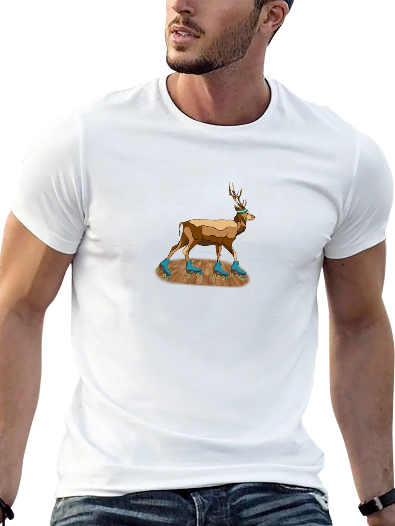 Deer on Roller Skates T-Shirt - Unique Design!
