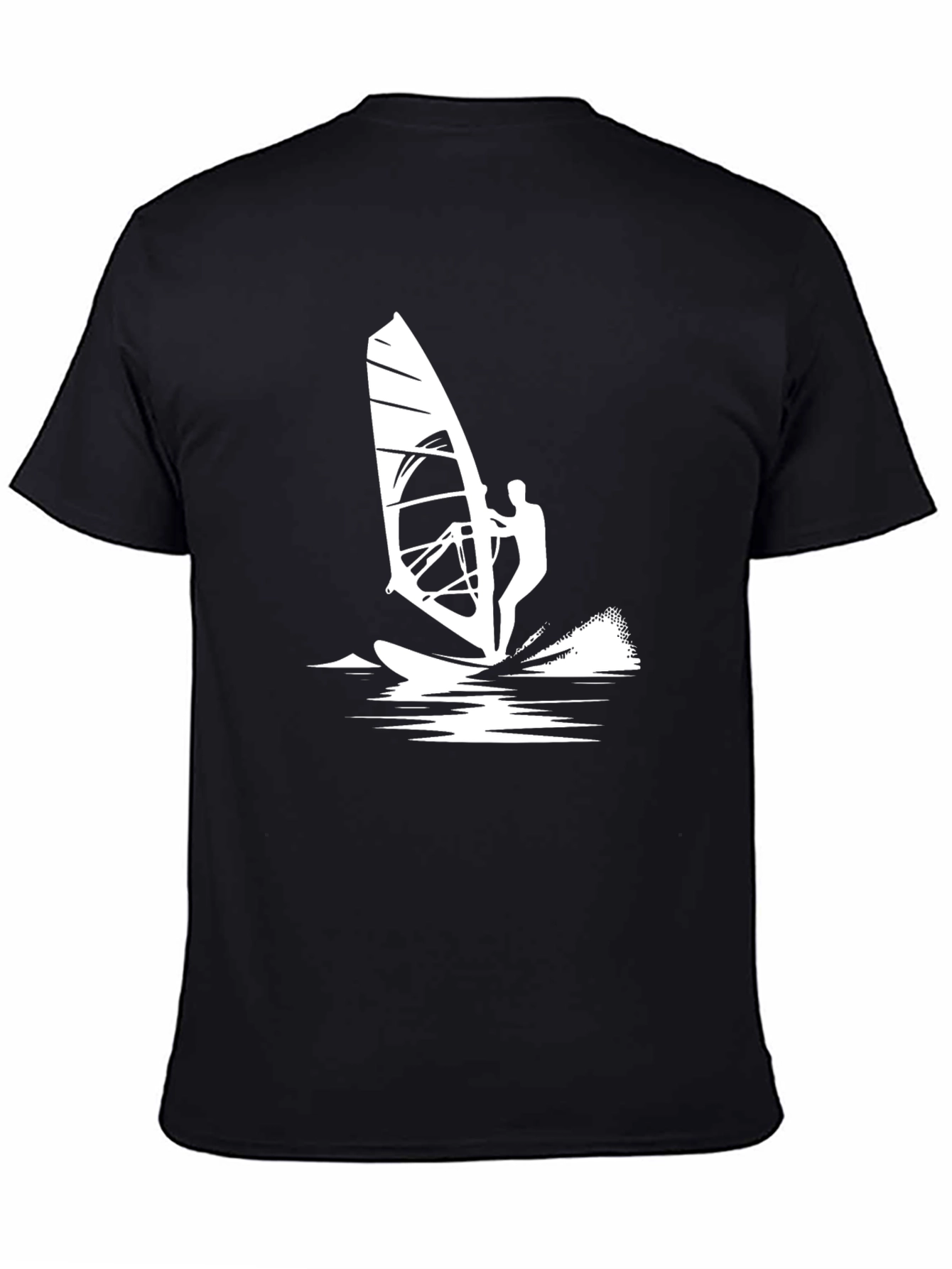 Windsurfing Graphic Tee - Black Cotton T-Shirt