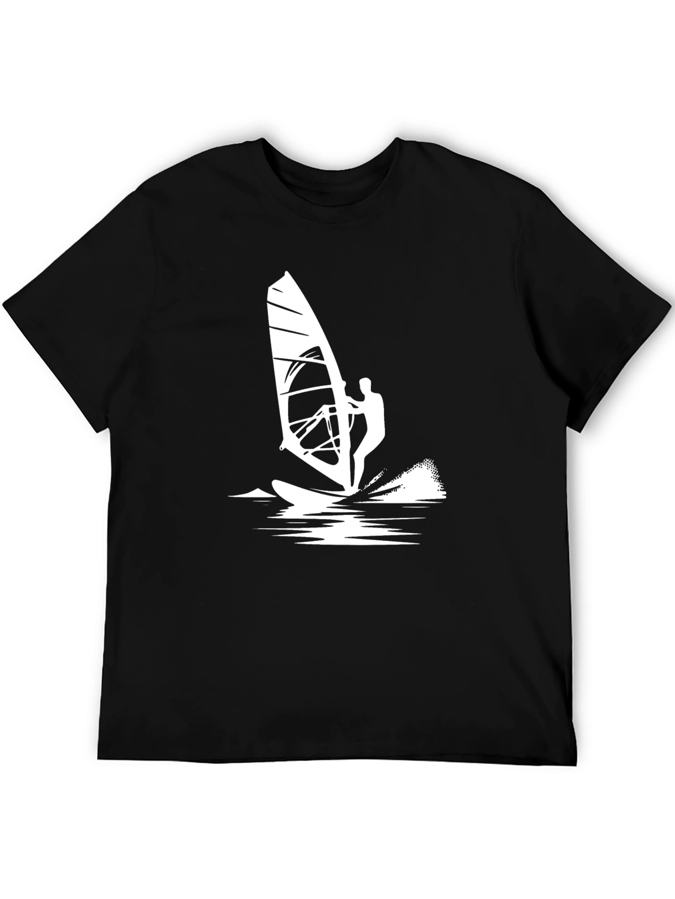 Windsurfing Graphic Tee - Black Cotton T-Shirt