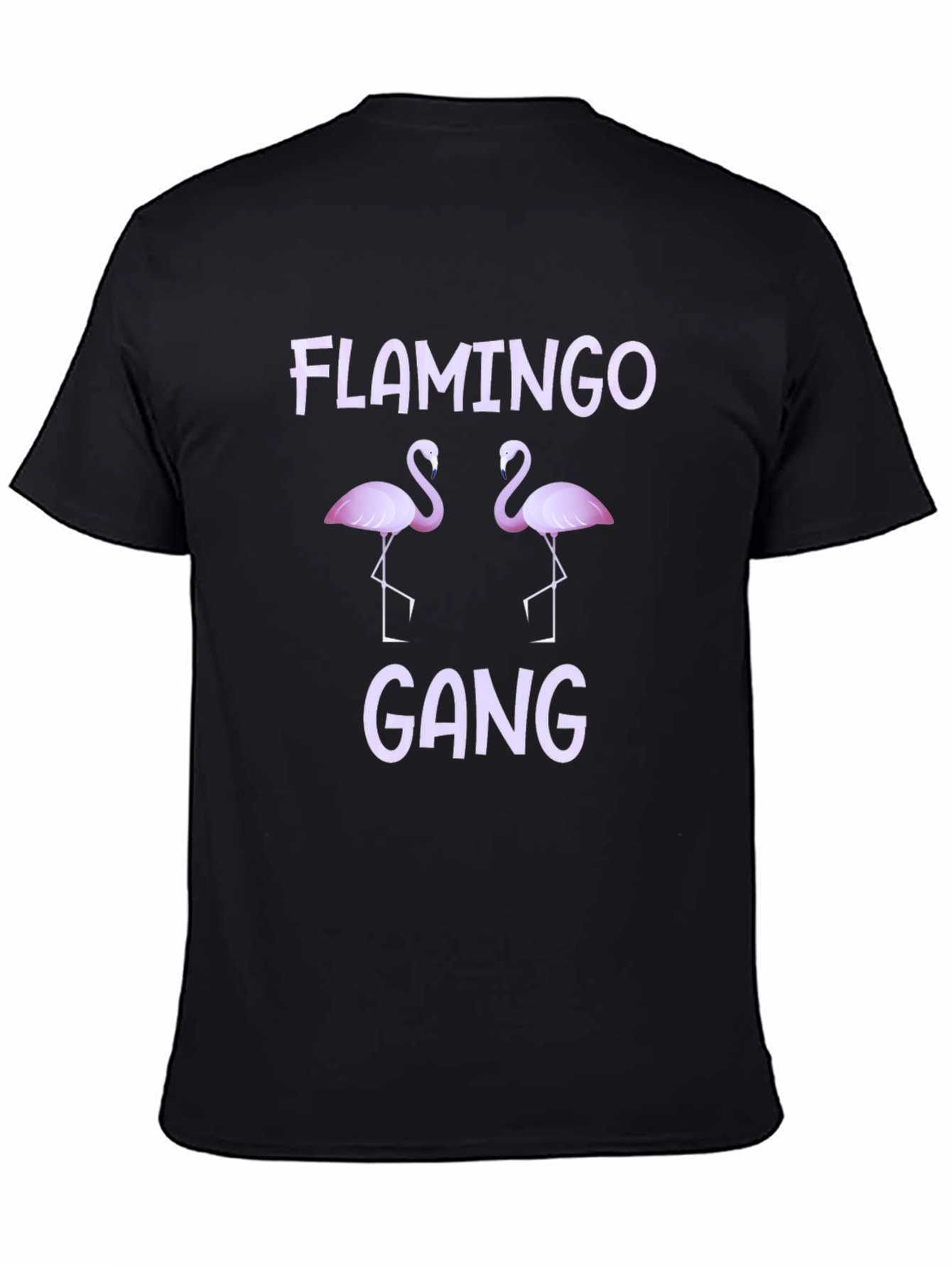 Flamingo Gang Graphic Tee - Black Cotton T-Shirt