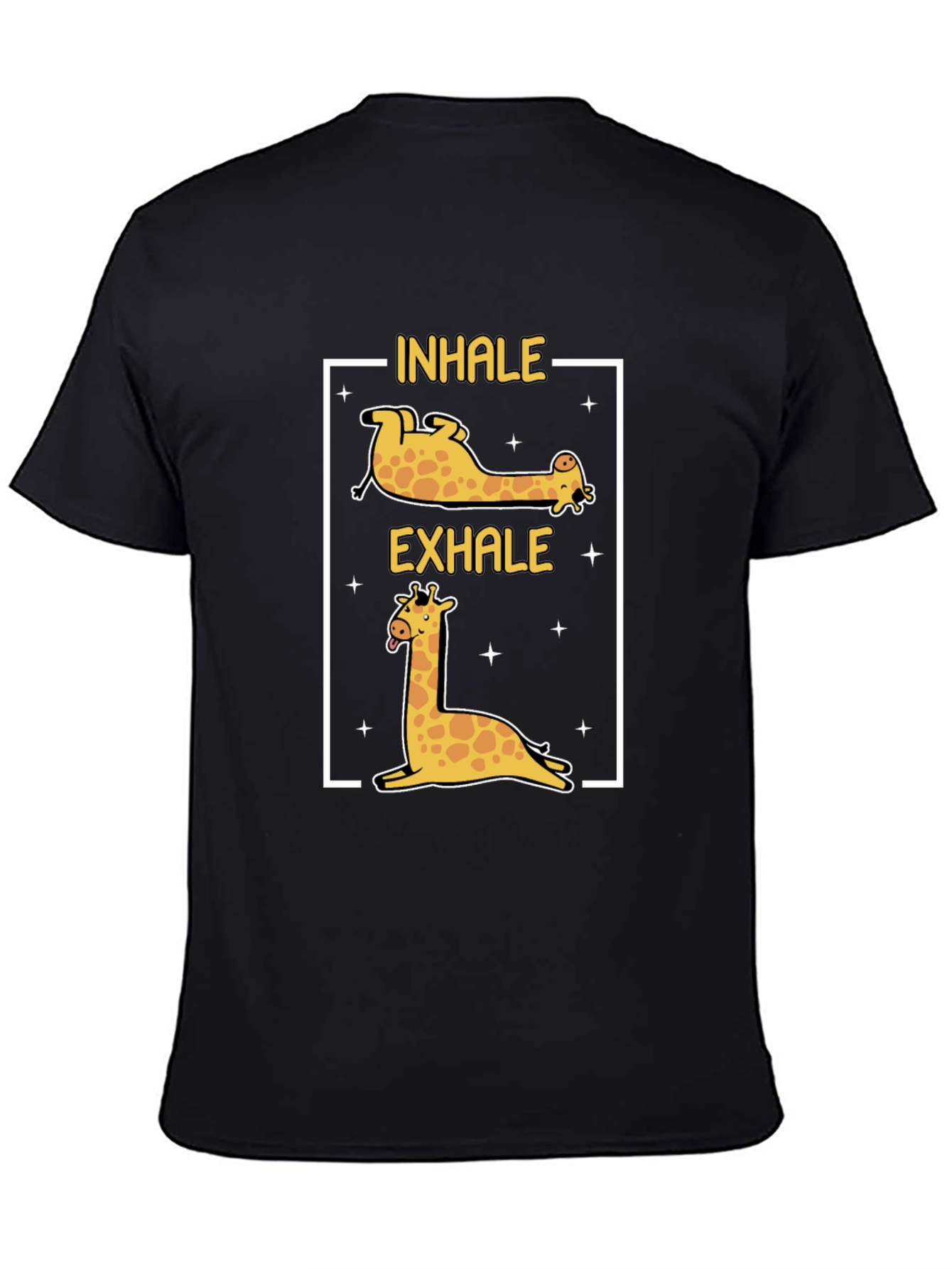 Inhale Exhale Giraffe Yoga Black T-Shirt