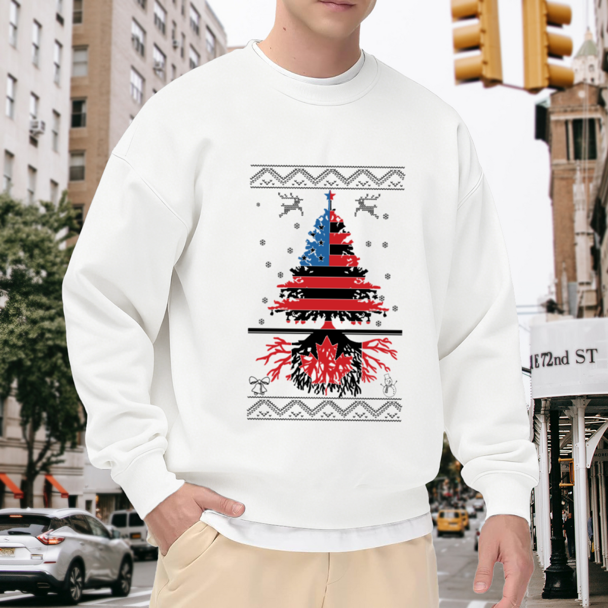 ugly sweater - Flag & Star Graphic ԲÁìÎÀÒÂ | Unisex Pullover Sweatshirt