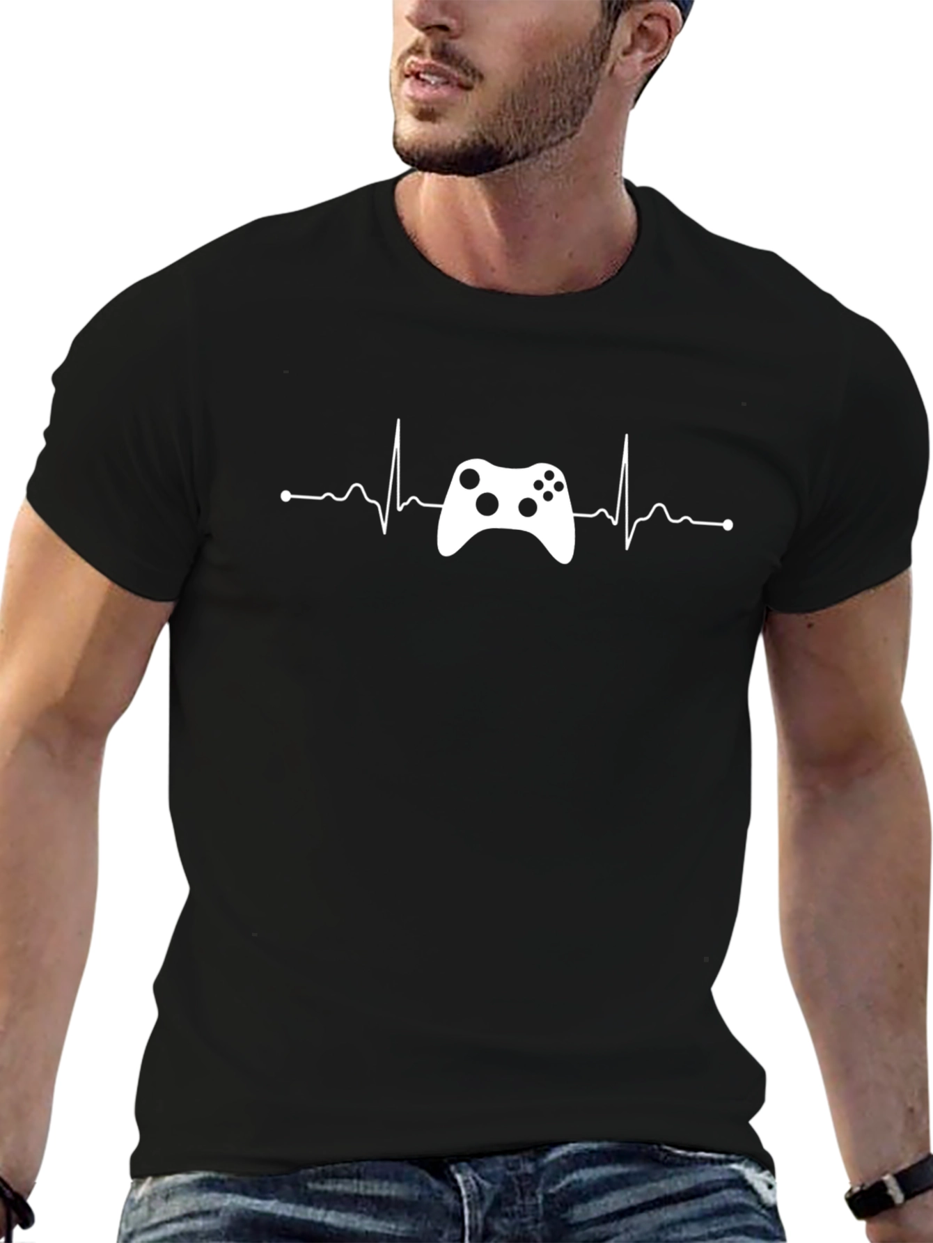 Gamer Heartbeat T-Shirt - Black Cotton Tee