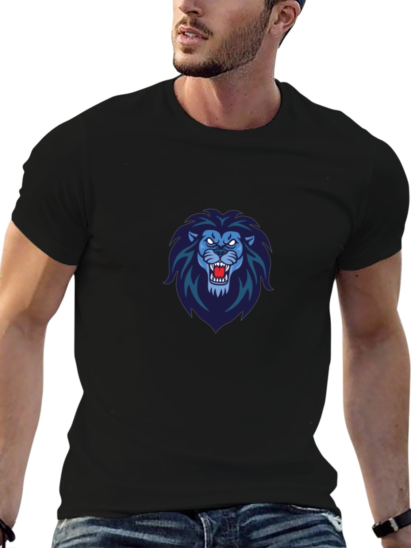 Bold Lion Graphic Tee - Mens Black T-Shirt