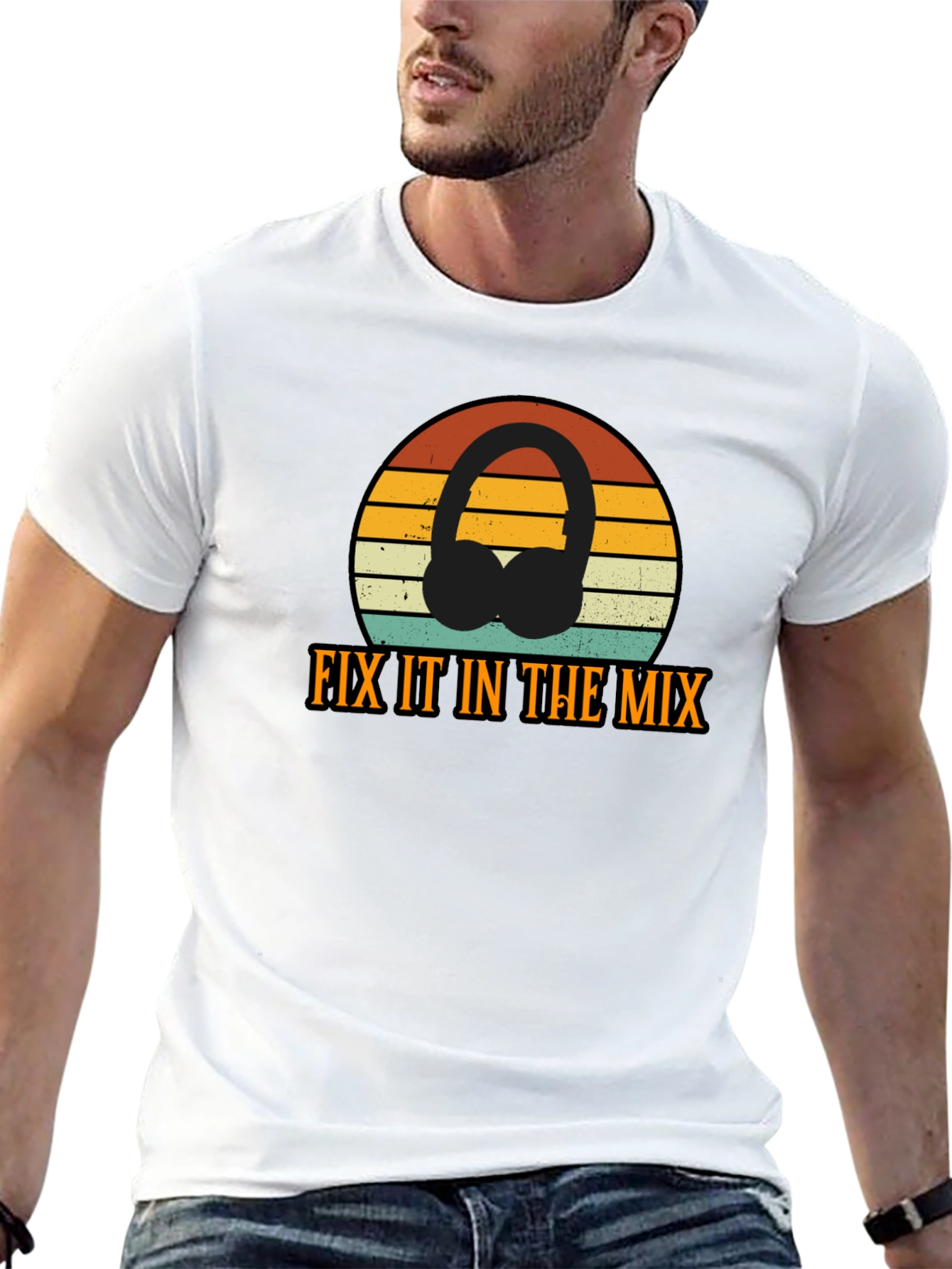 Fix It In The Mix Retro DJ Headphones T-Shirt