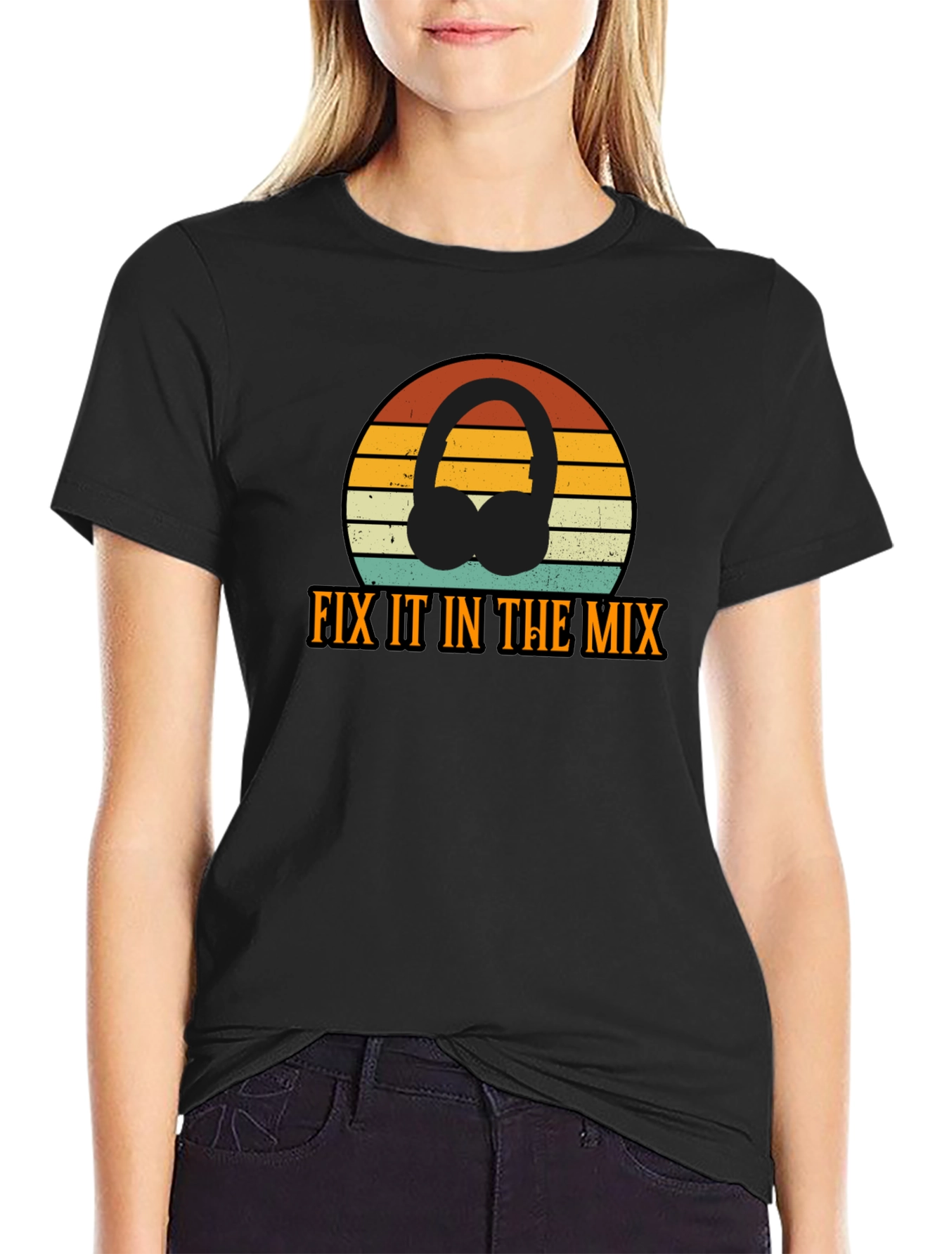 Fix It In The Mix Retro DJ Headphones T-Shirt