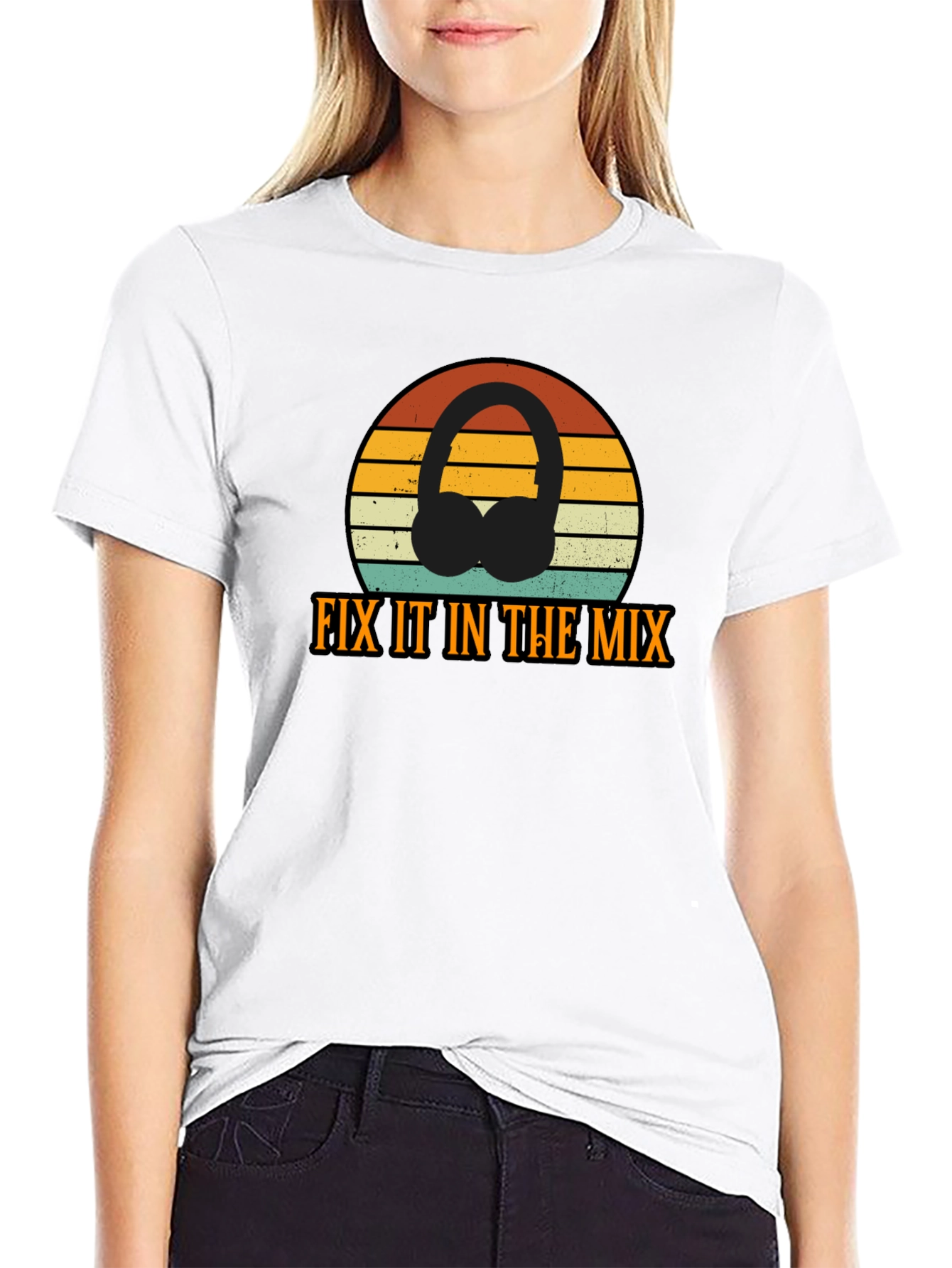 Fix It In The Mix Retro DJ Headphones T-Shirt