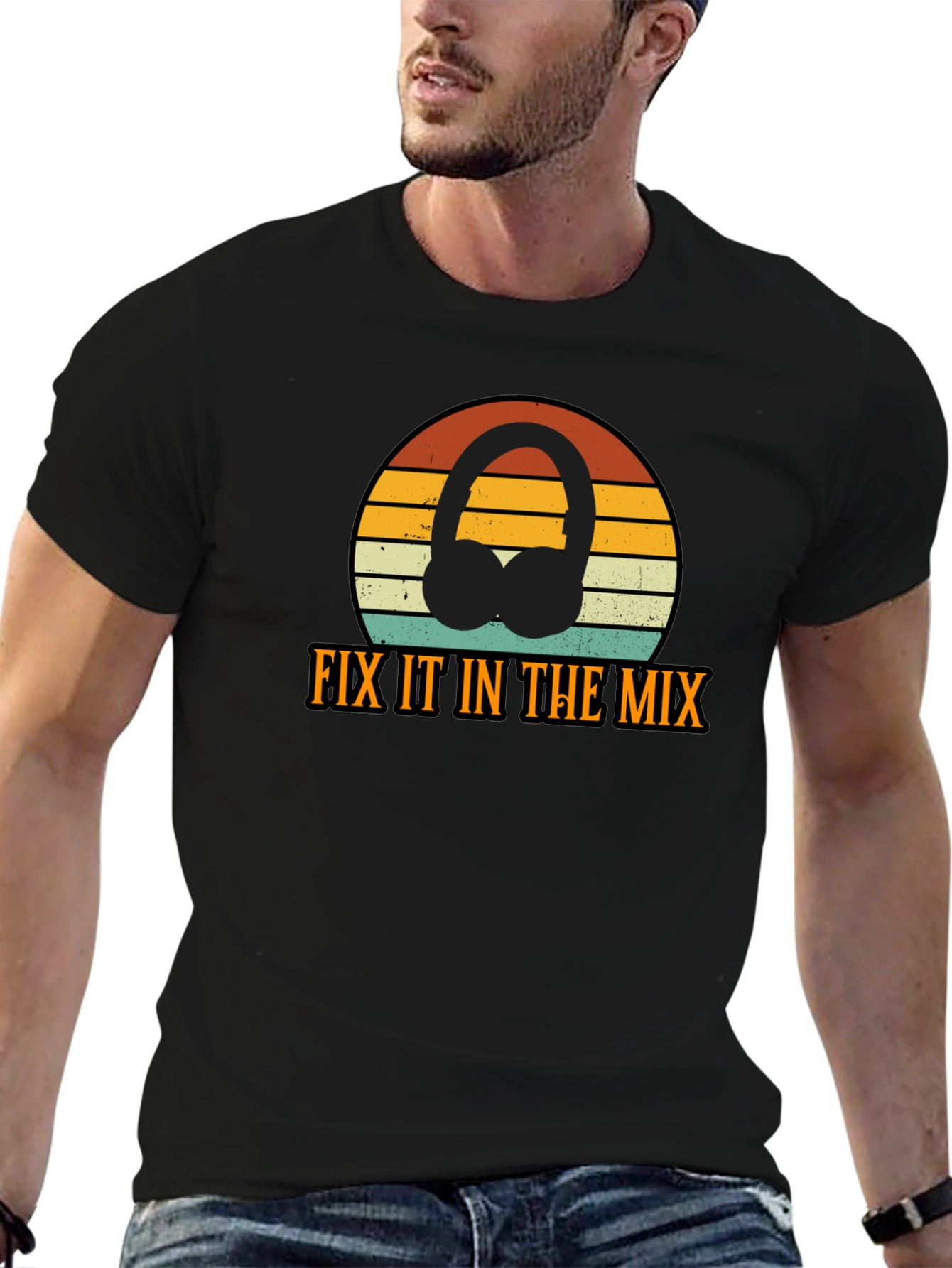 Fix It In The Mix Retro DJ Headphones T-Shirt