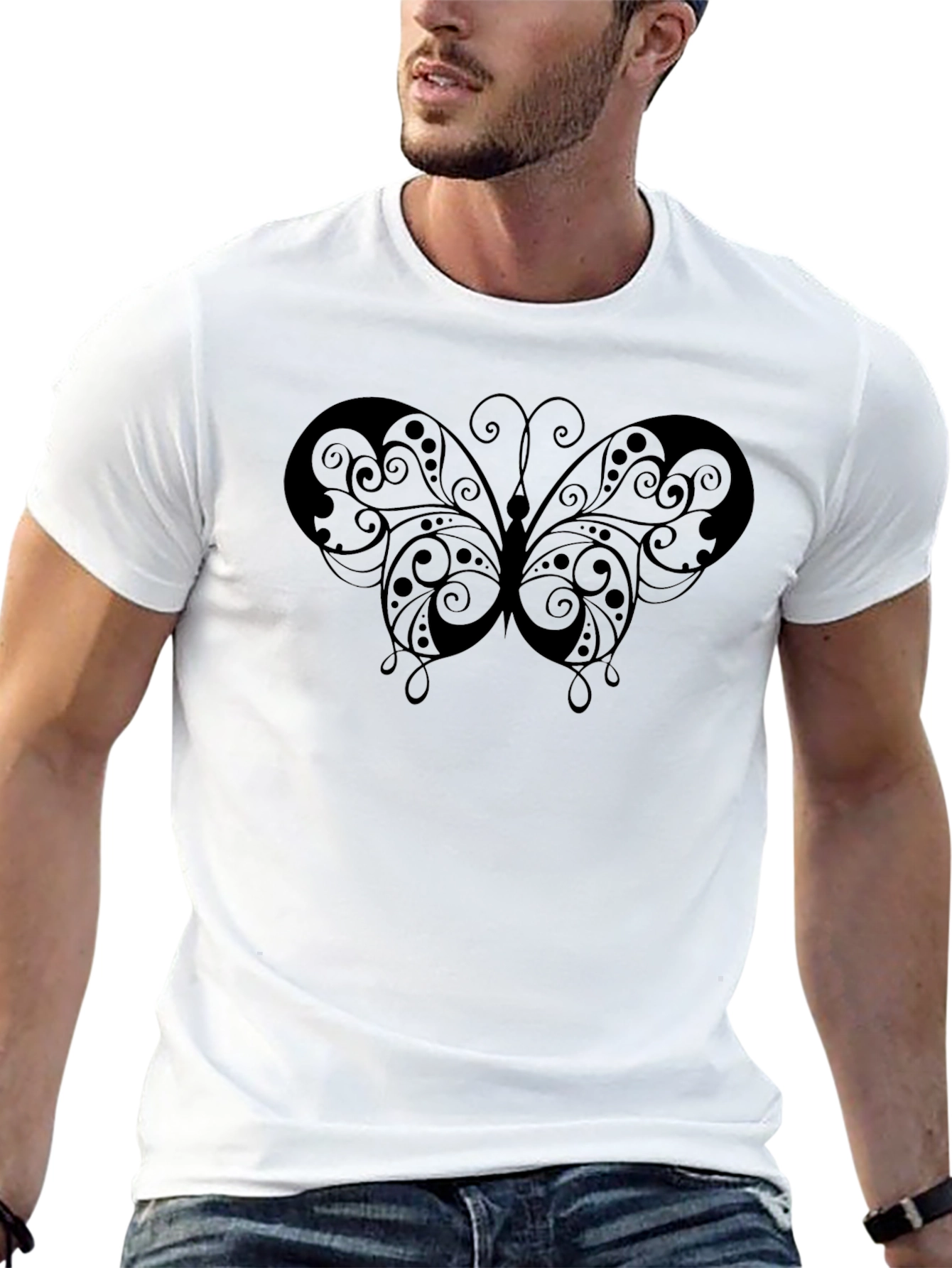 Butterfly Graphic Black T-Shirt - Mens Fashion