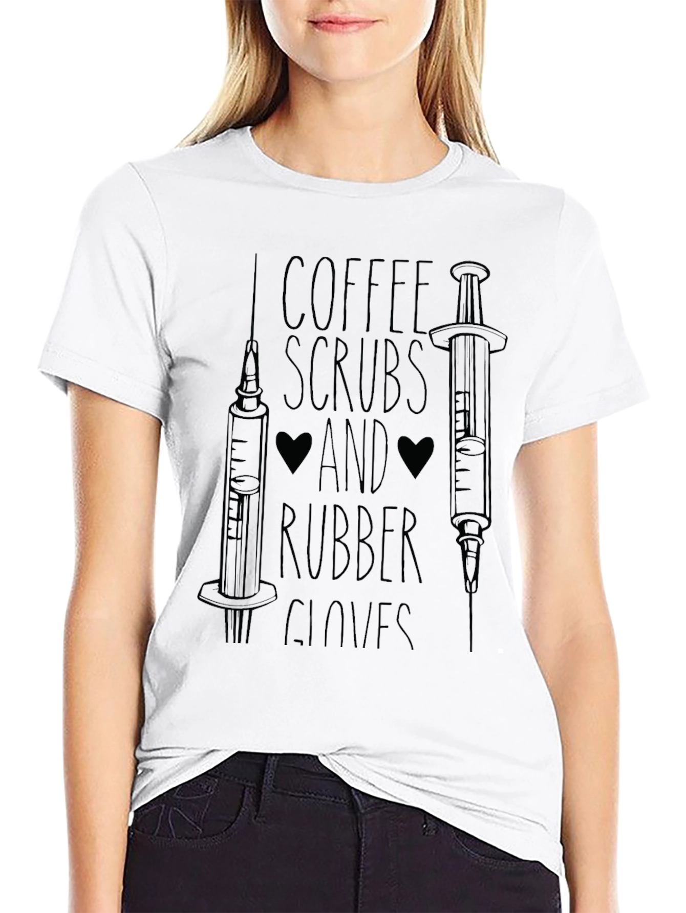 Coffee Scrubs Rubber Gloves Black Graphic Tee