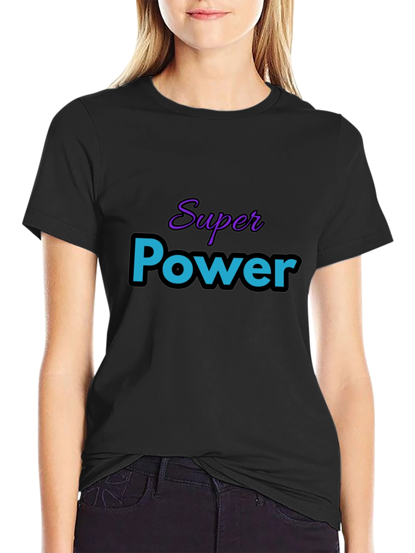 Super Power Graphic T-Shirt - Black