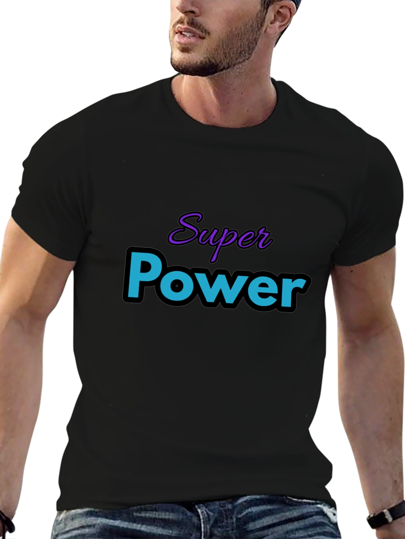 Super Power Graphic T-Shirt - Black