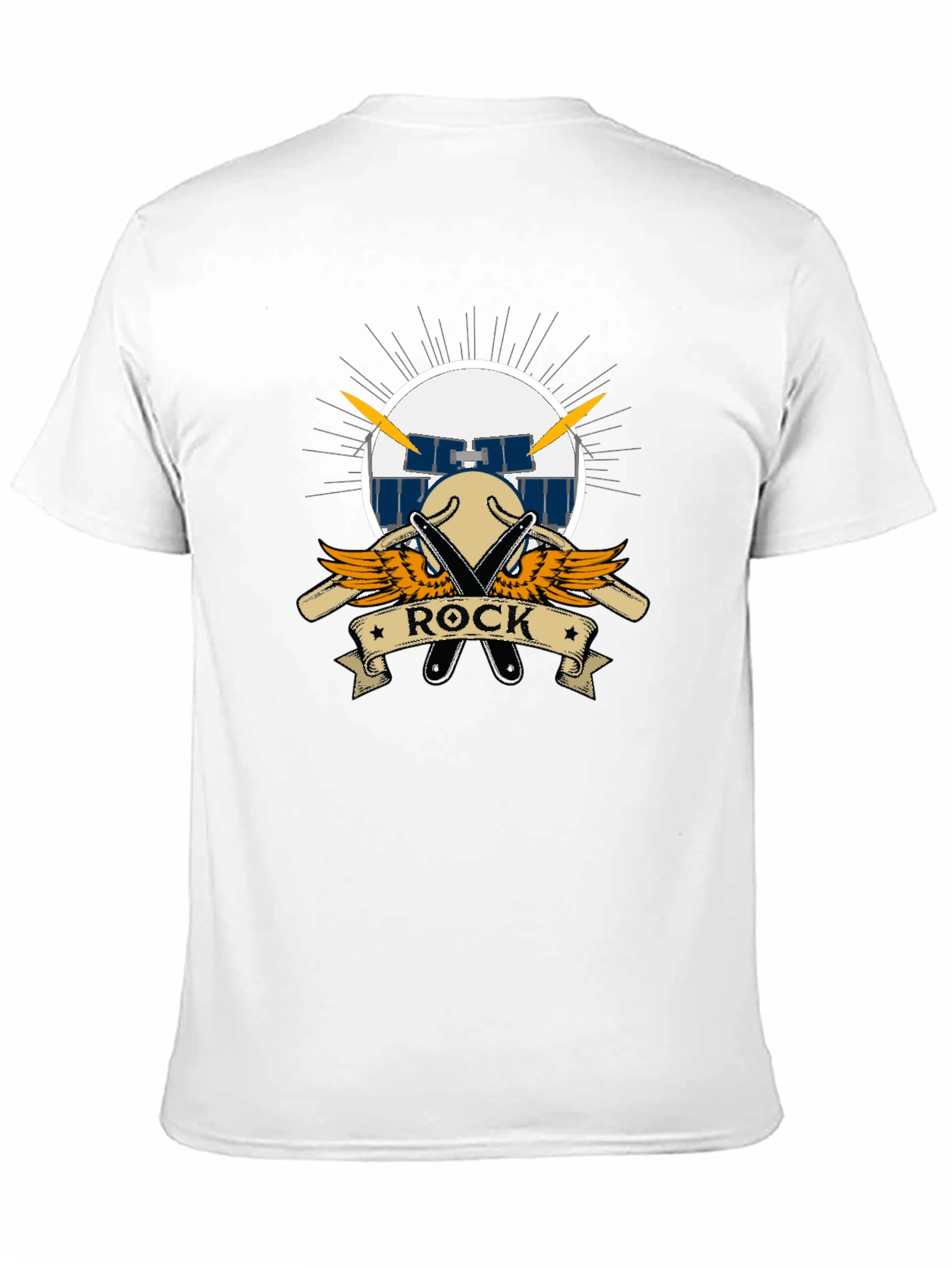 Rock Music Drum Set Graphic Black T-Shirt