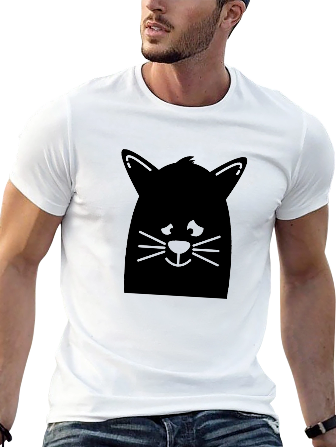 Mens Black Cat Graphic T-Shirt