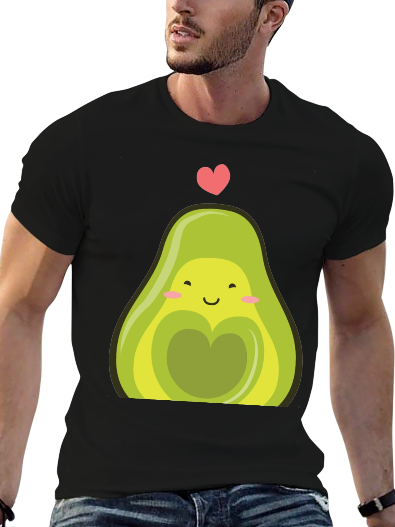 Cute Avocado Heart Graphic Tee - Casual Style