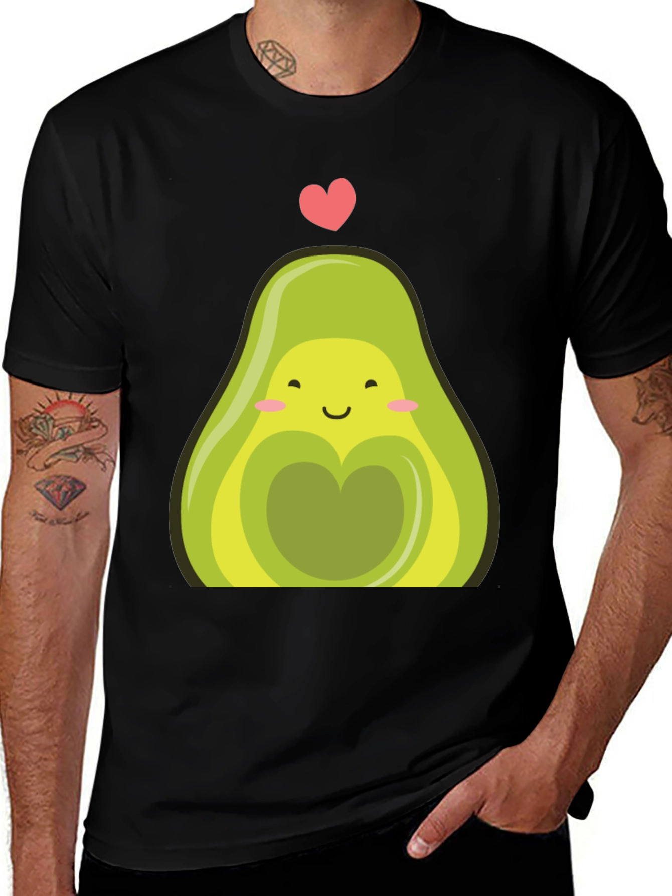 Cute Avocado Heart Graphic Tee - Casual Style