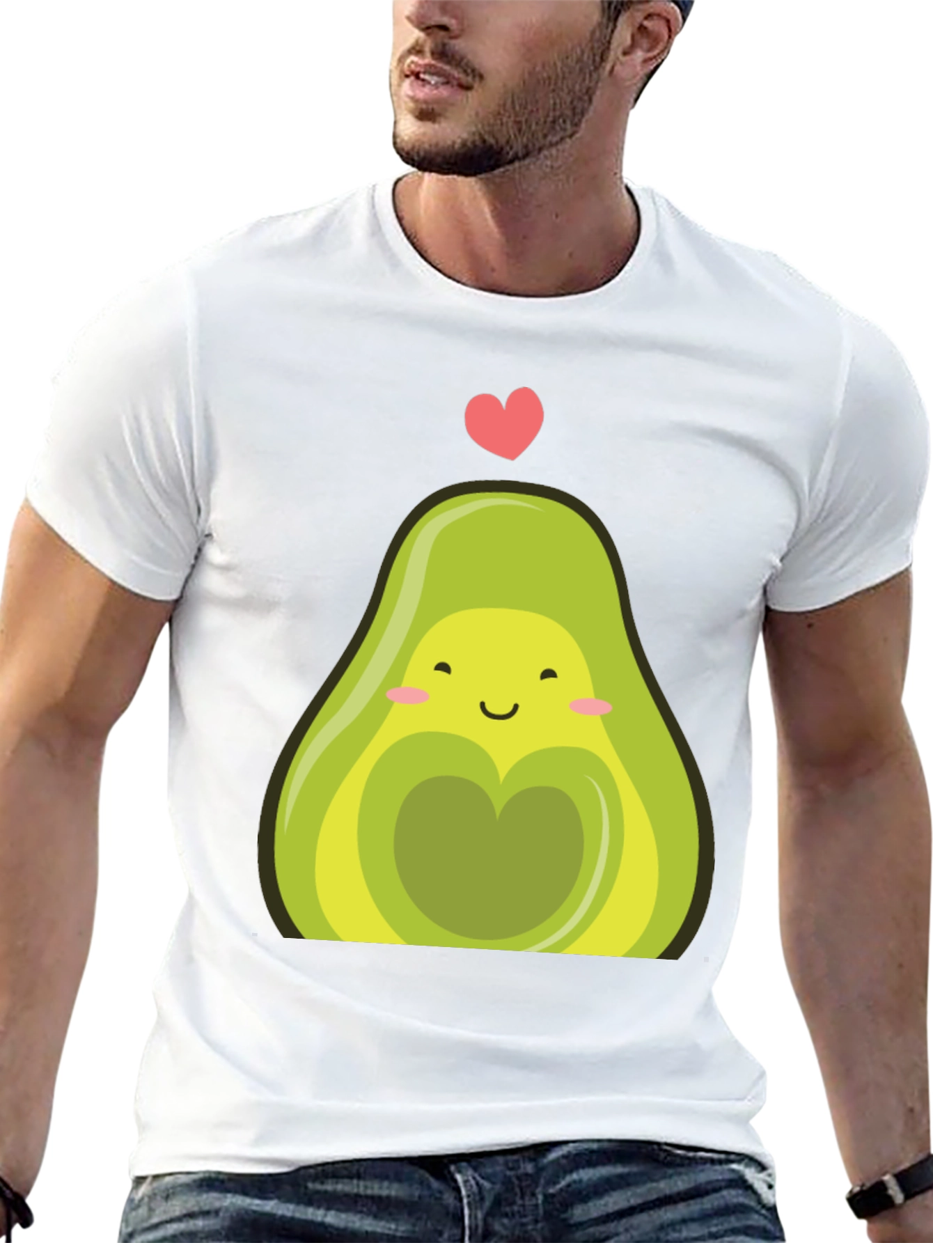 Cute Avocado Heart Graphic Tee - Casual Style