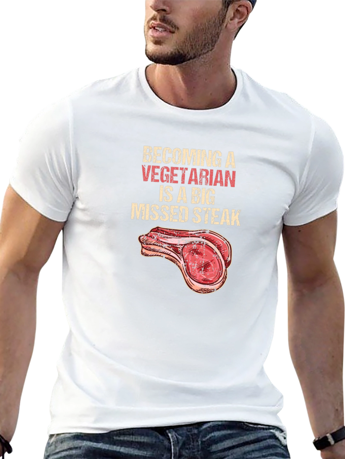 Becoming Vegetarian Missed Steak Black T-Shirt