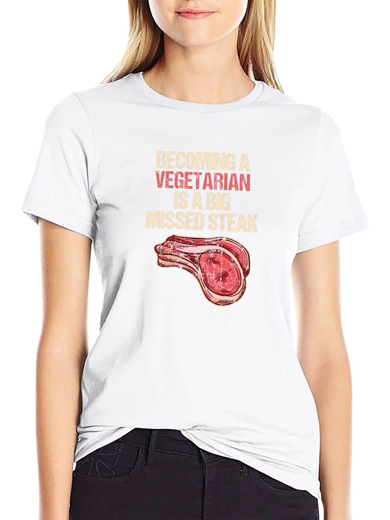 Becoming Vegetarian Missed Steak Black T-Shirt