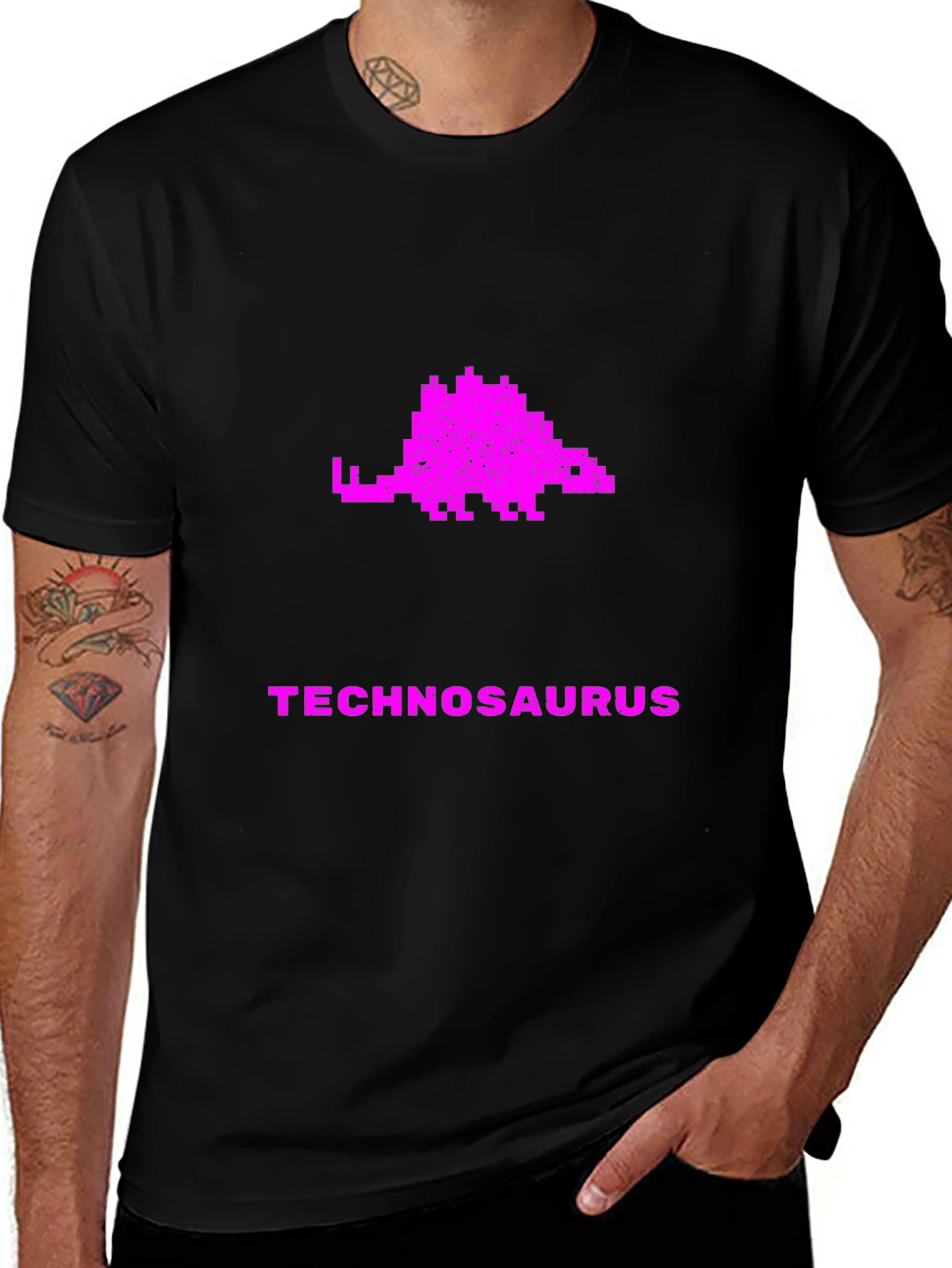 Technosaurus Pixel Art Graphic T-Shirt