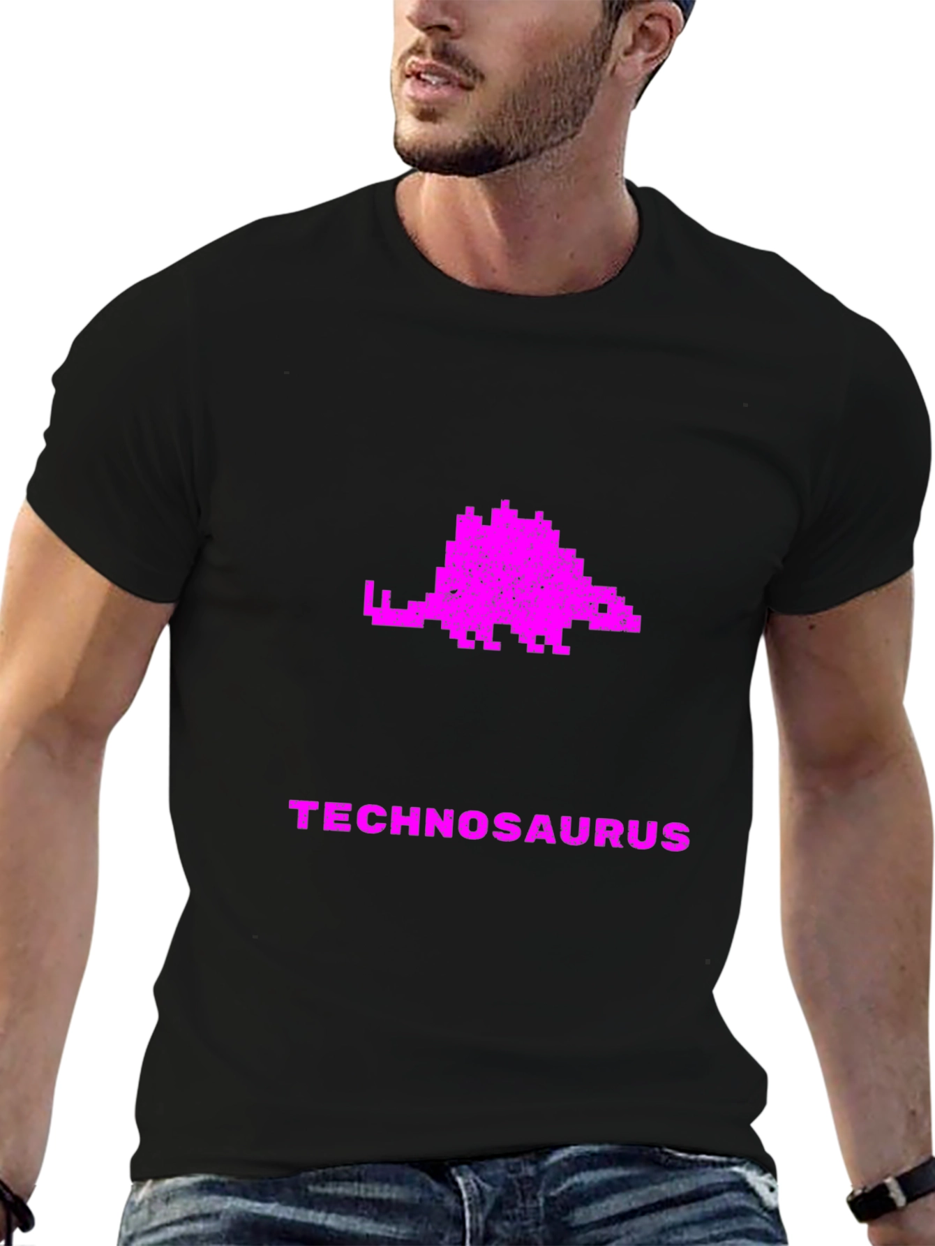 Technosaurus Pixel Art Graphic T-Shirt