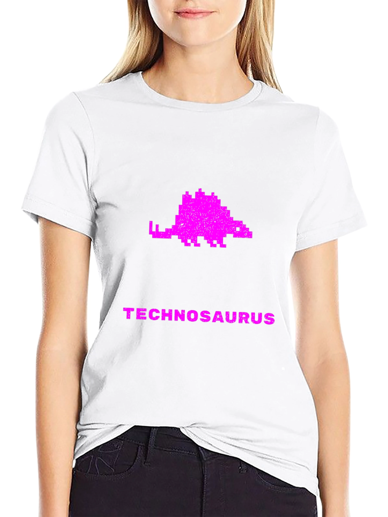 Technosaurus Pixel Art Graphic T-Shirt