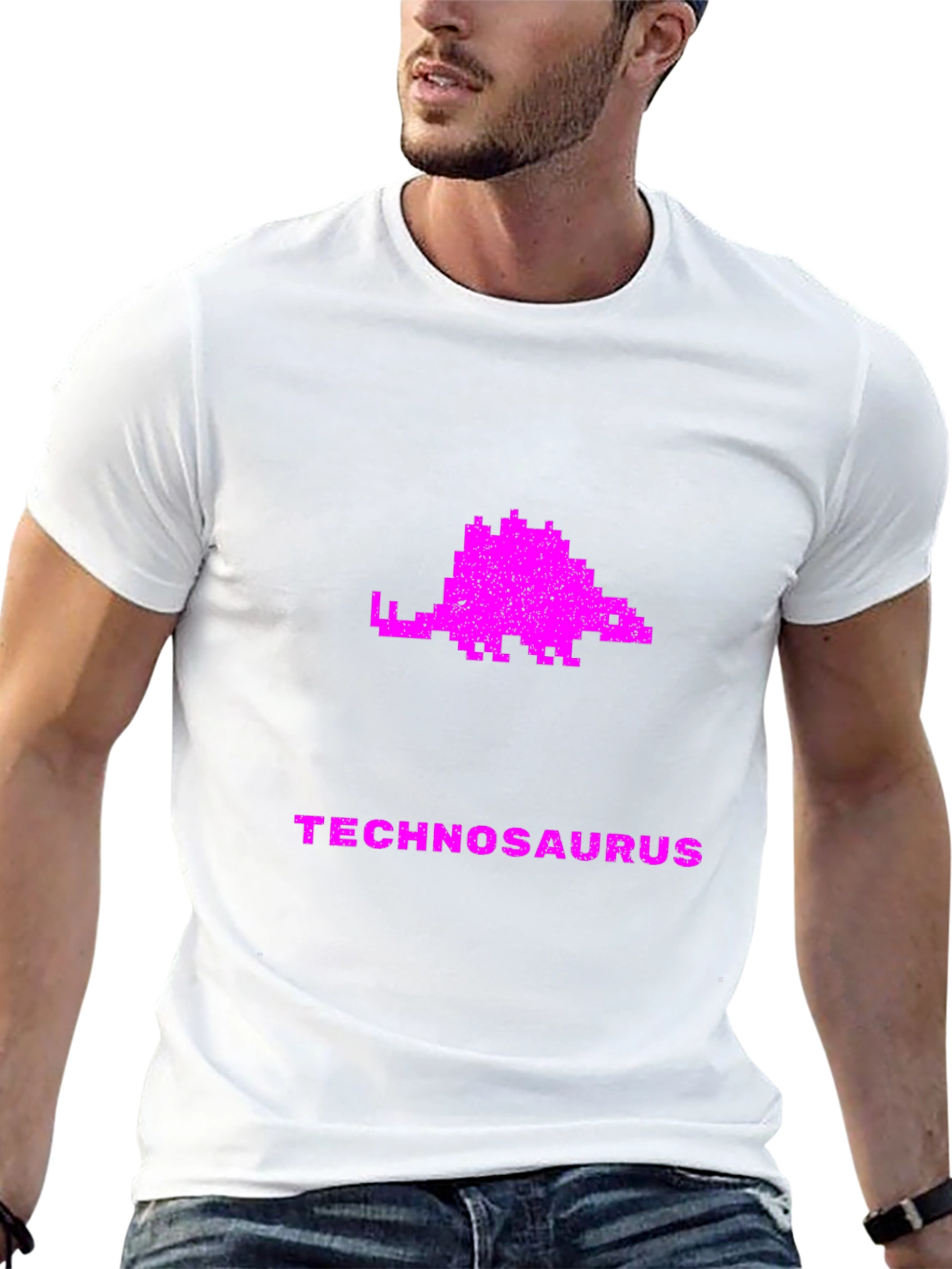 Technosaurus Pixel Art Graphic T-Shirt