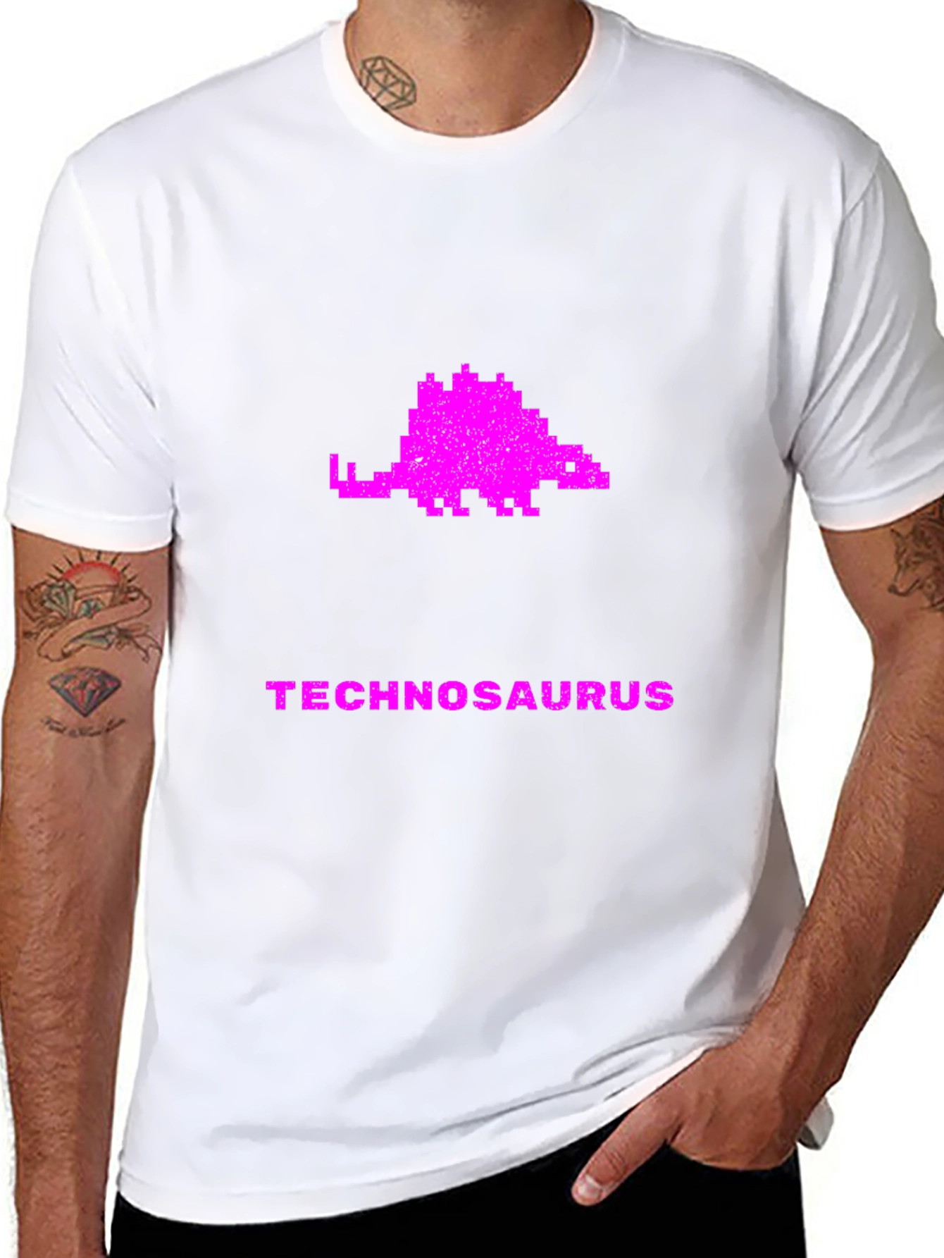Technosaurus Pixel Art Graphic T-Shirt