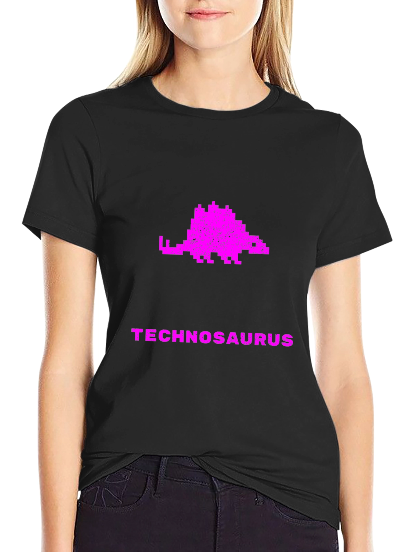 Technosaurus Pixel Art Graphic T-Shirt