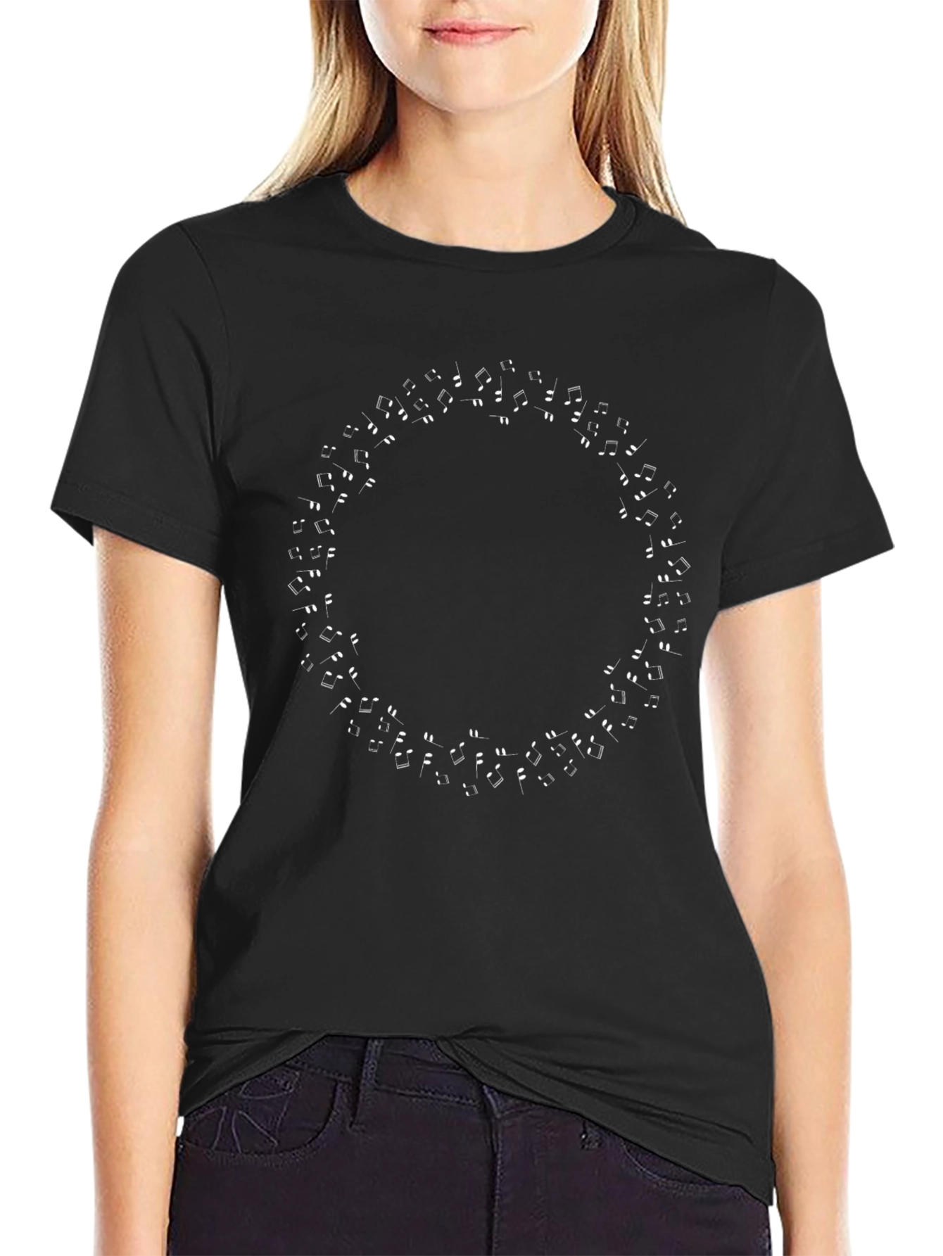 Musical Note Circle Black T-Shirt