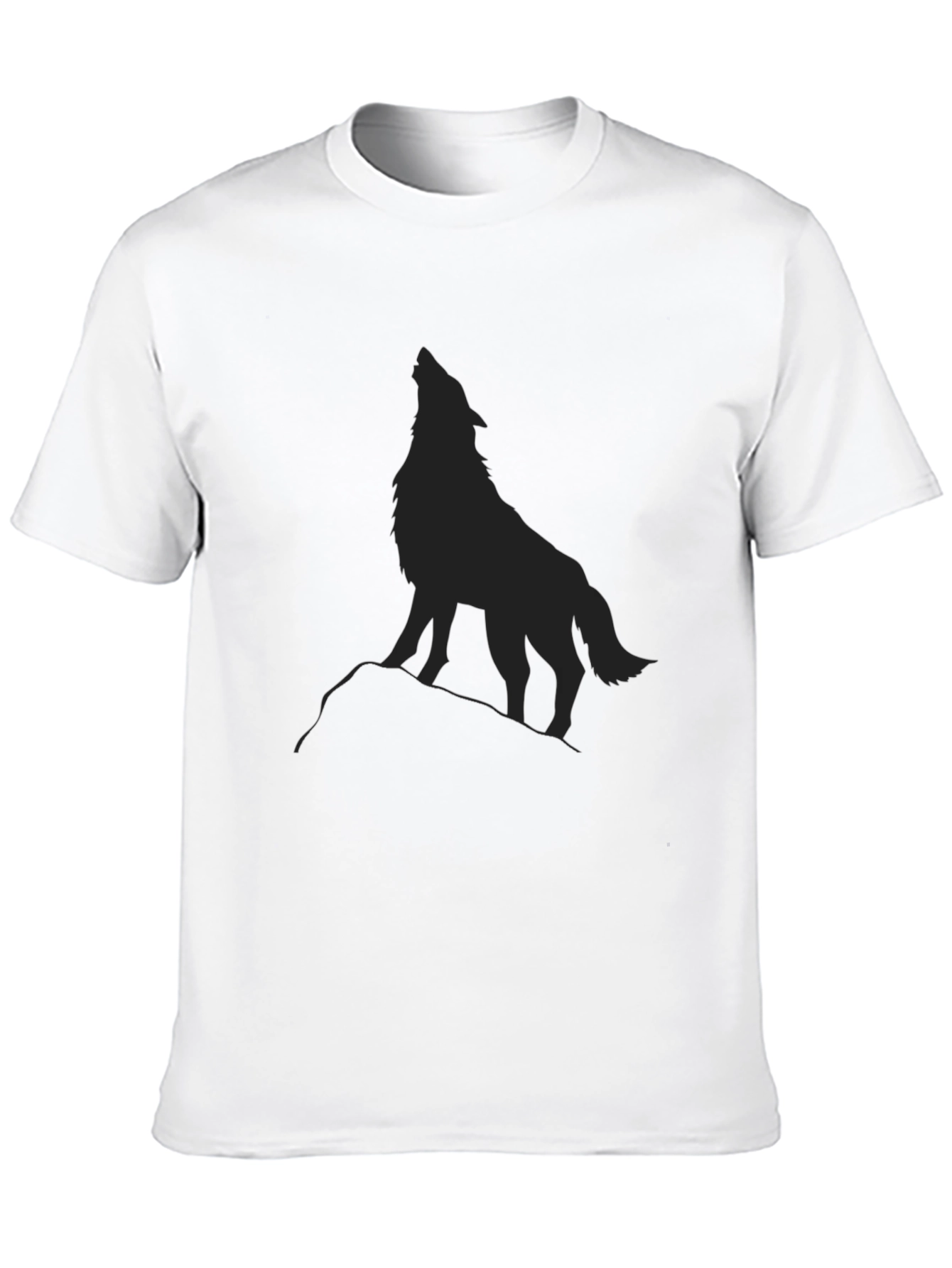 Black Wolf Silhouette Graphic Tee - Mens Fashion
