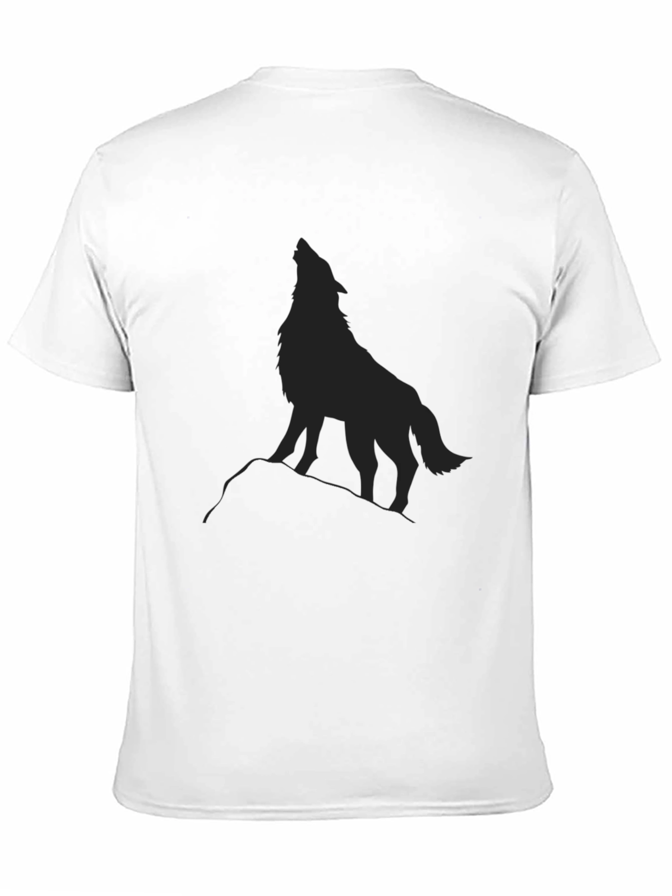 Black Wolf Silhouette Graphic Tee - Mens Fashion