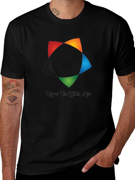 Abstract Color Wheel Design Black T-Shirt