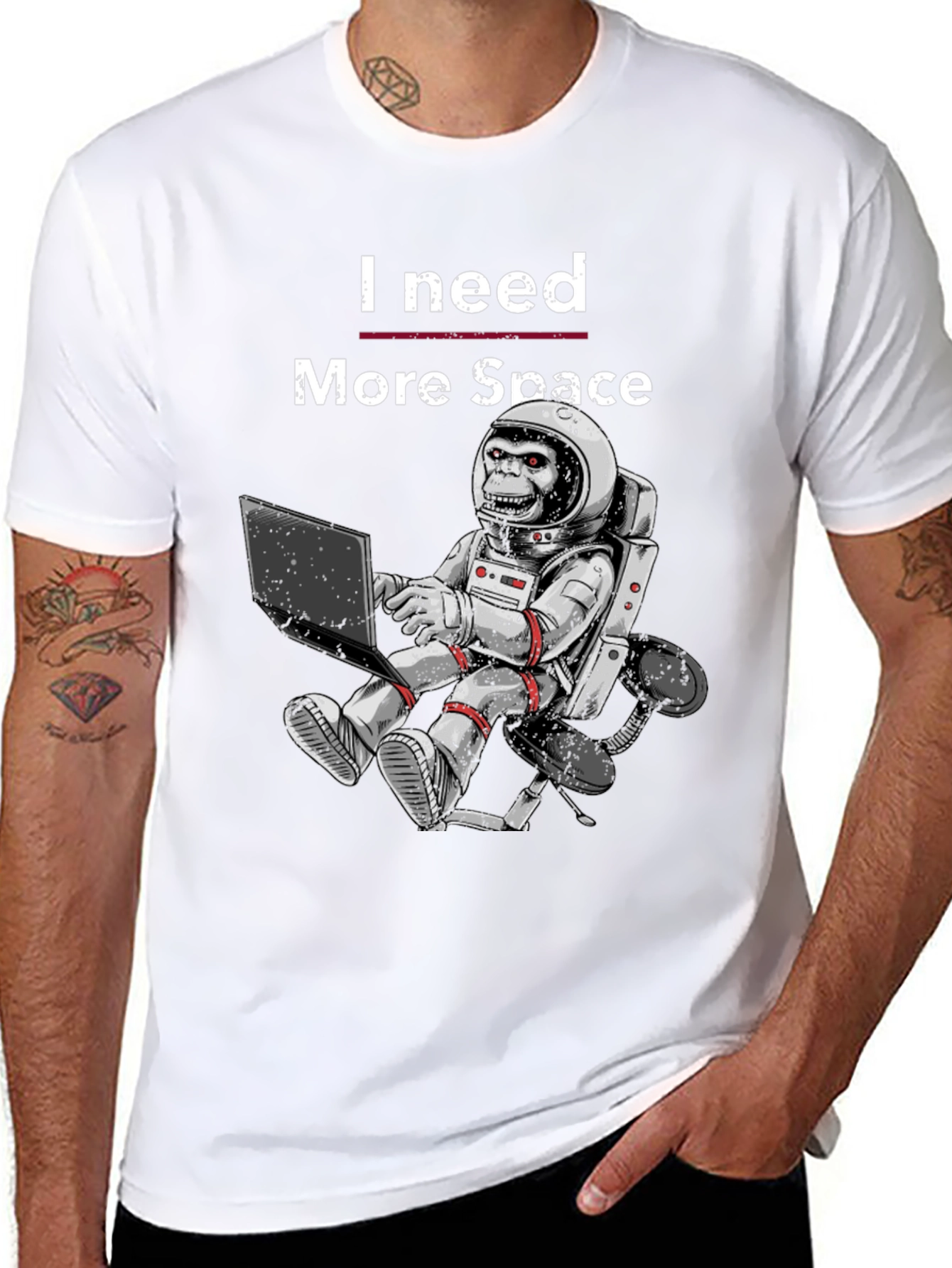 I Need More Space Monkey Astronaut Graphic T-Shirt