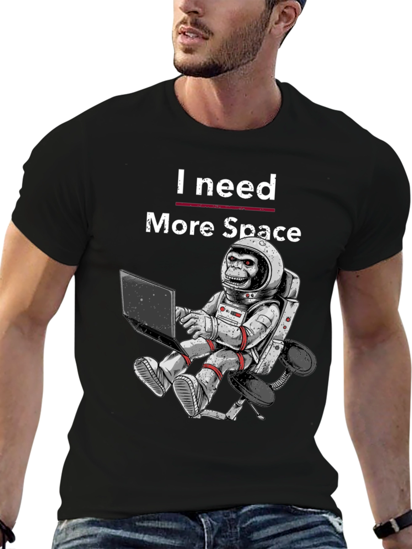 I Need More Space Monkey Astronaut Graphic T-Shirt
