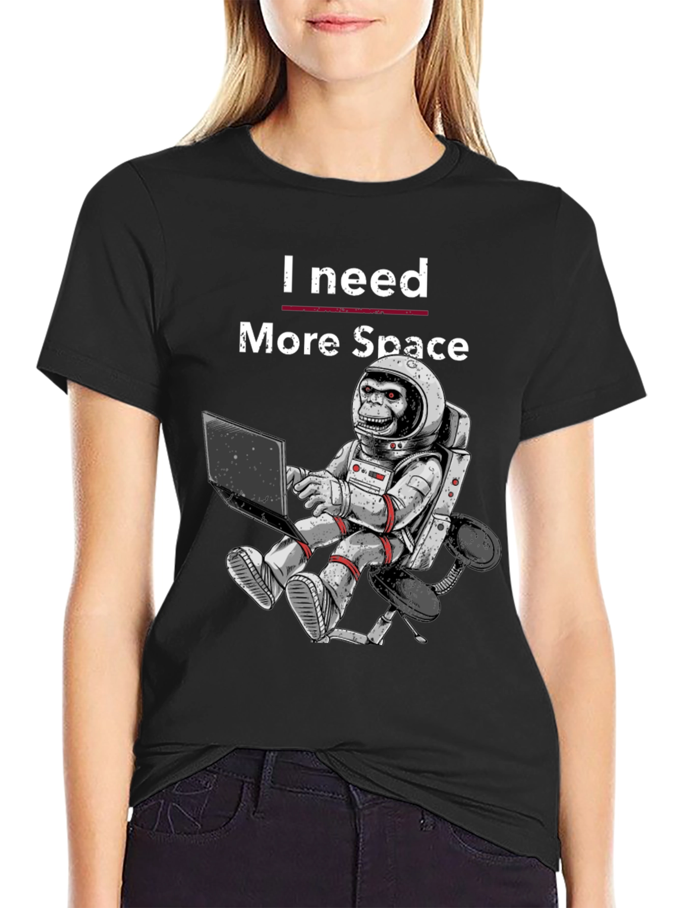 I Need More Space Monkey Astronaut Graphic T-Shirt