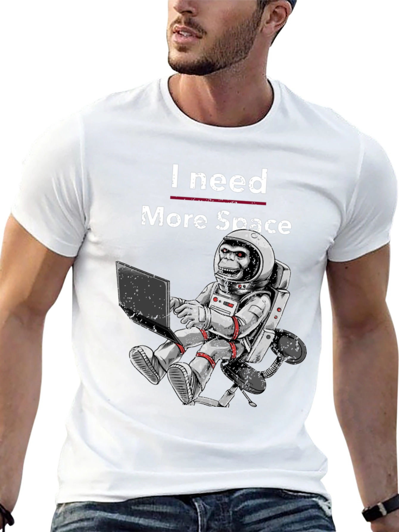 I Need More Space Monkey Astronaut Graphic T-Shirt
