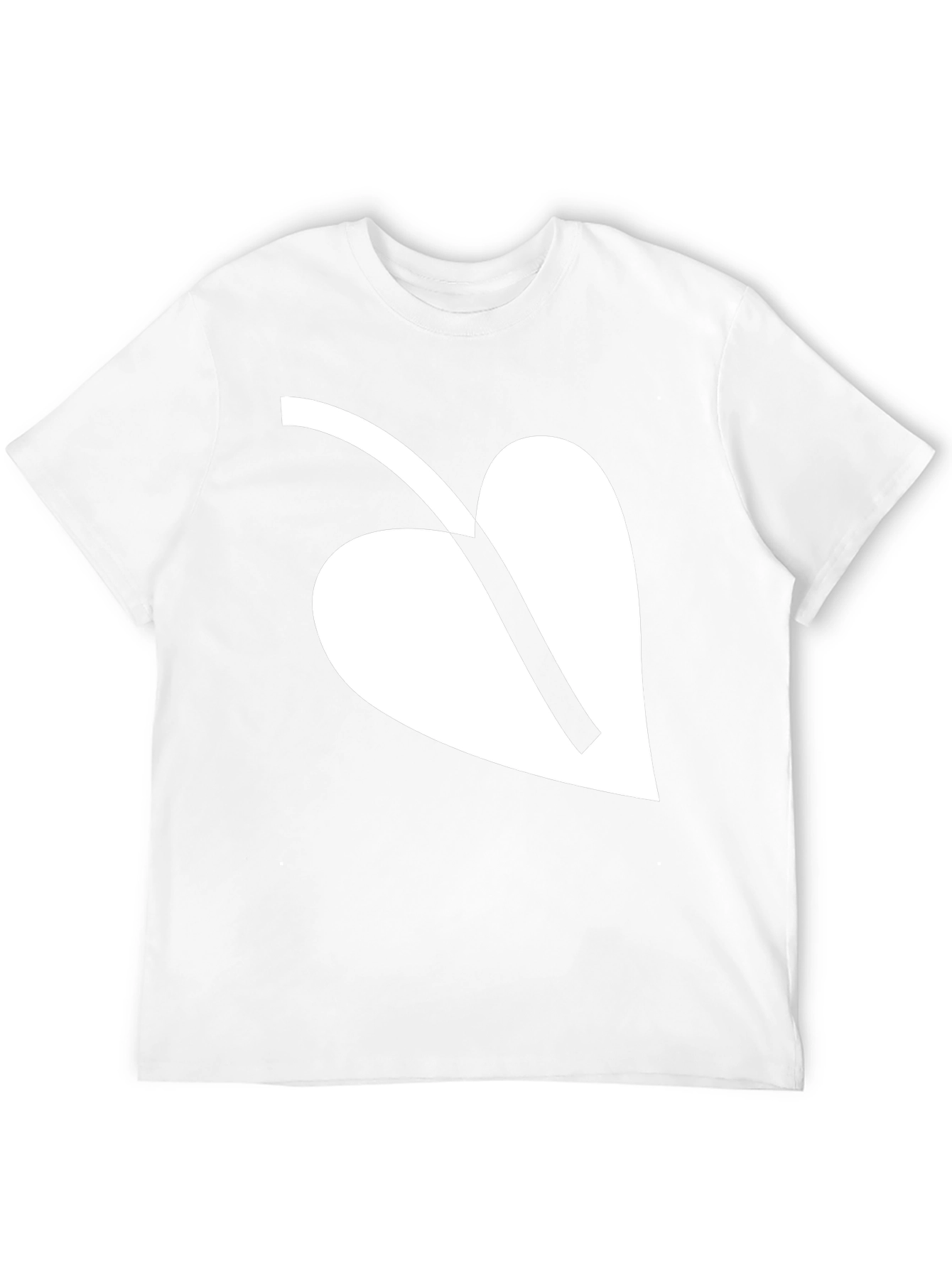 Black T-Shirt with White Leaf Graphic Print Casual Wear