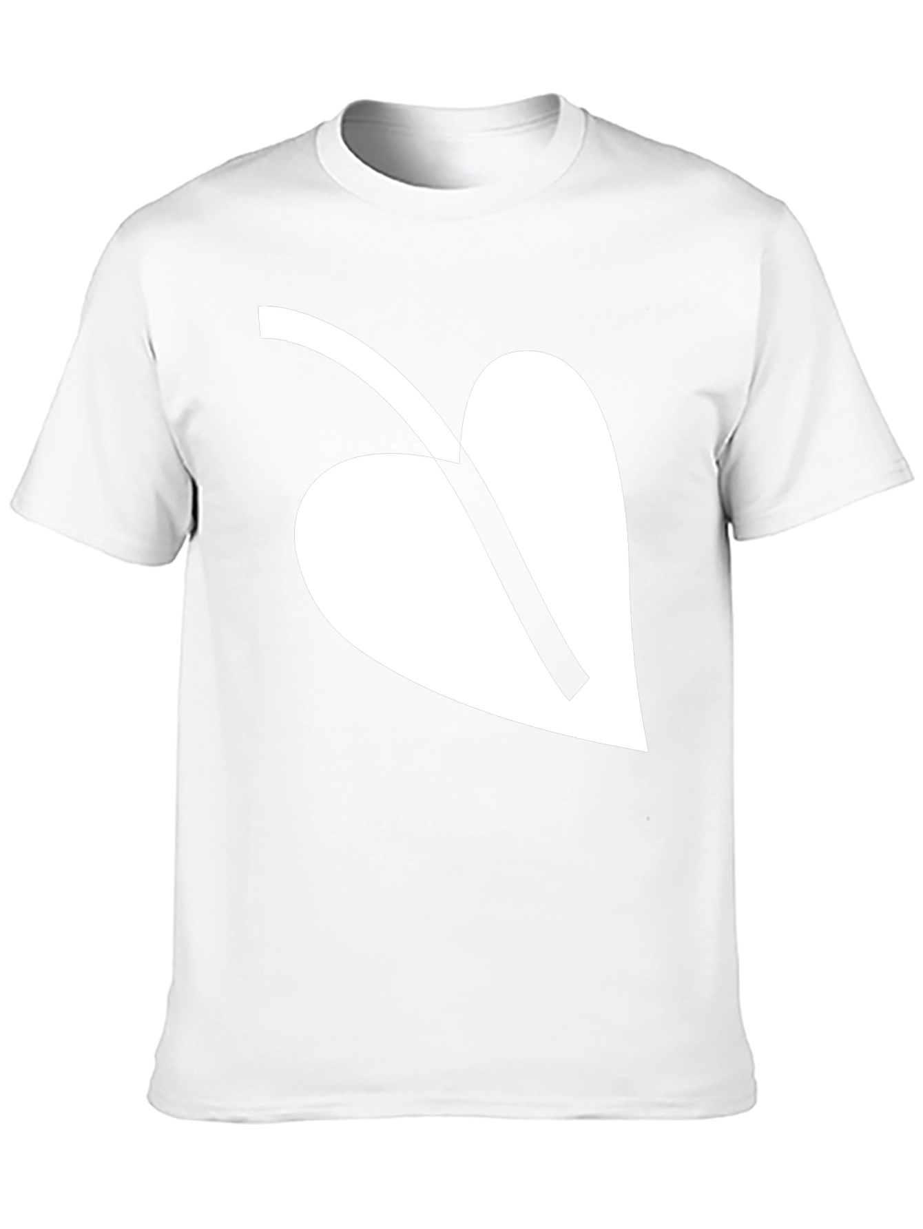 Black T-Shirt with White Leaf Graphic Print Casual Wear