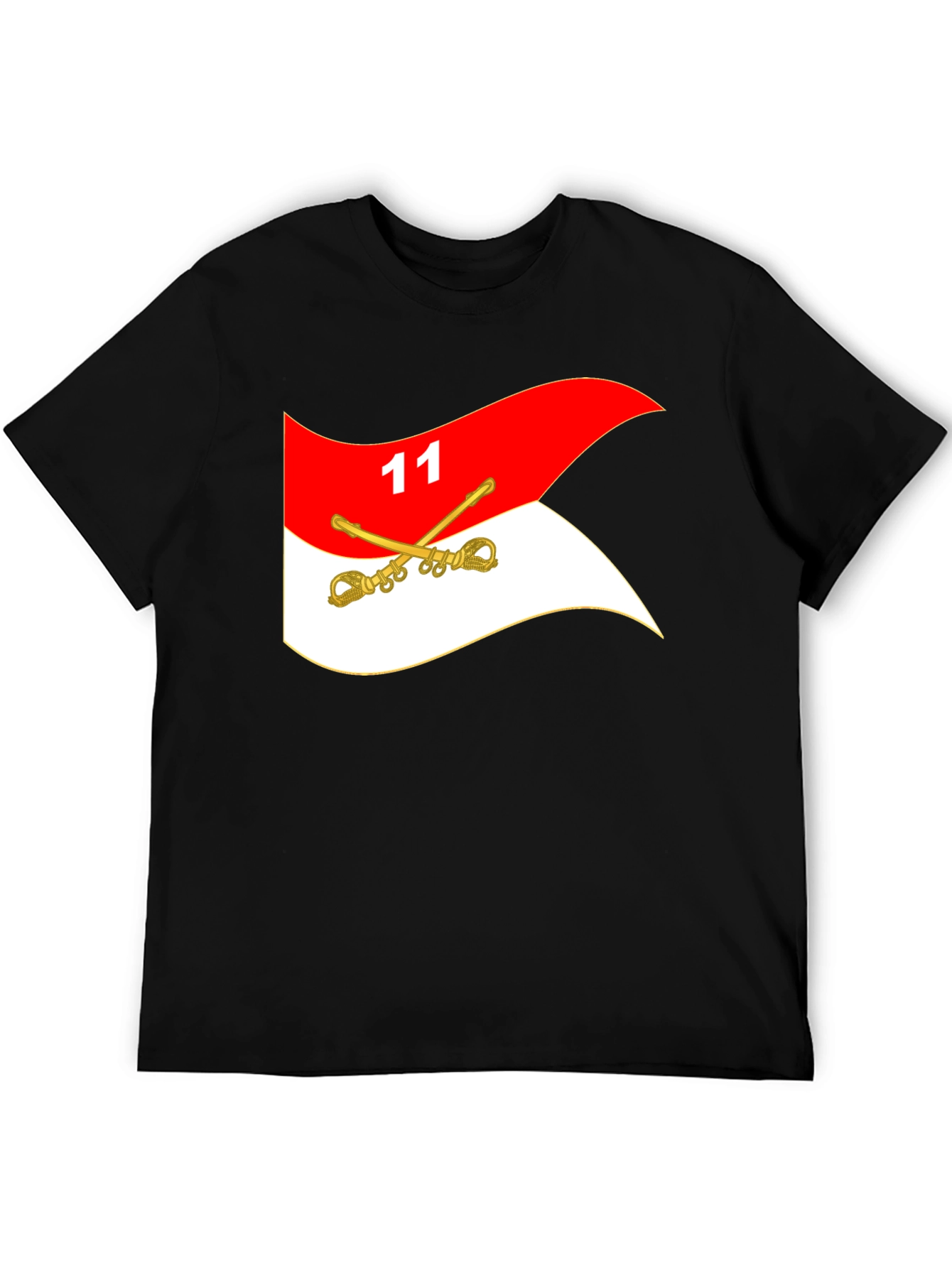Black T-Shirt with Cavalry Flag Design