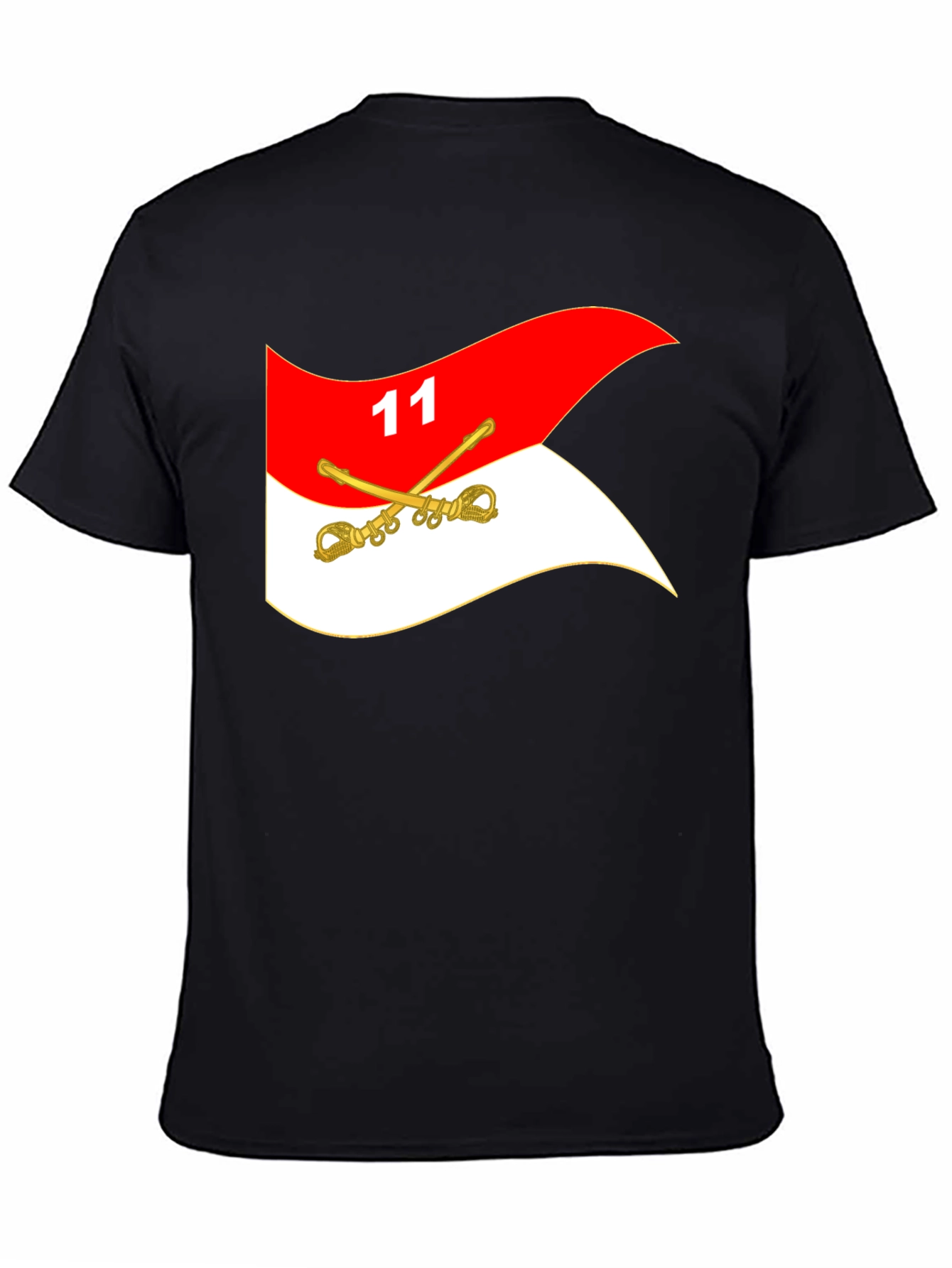 Black T-Shirt with Cavalry Flag Design