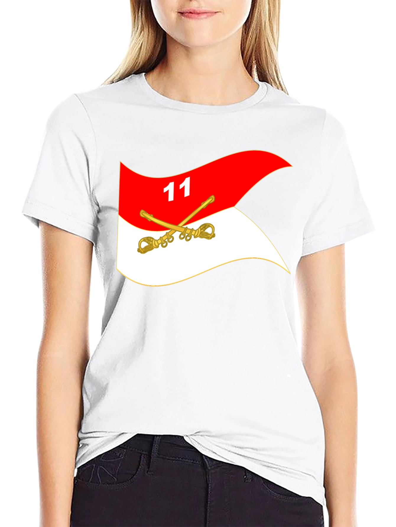 Black T-Shirt with Cavalry Flag Design