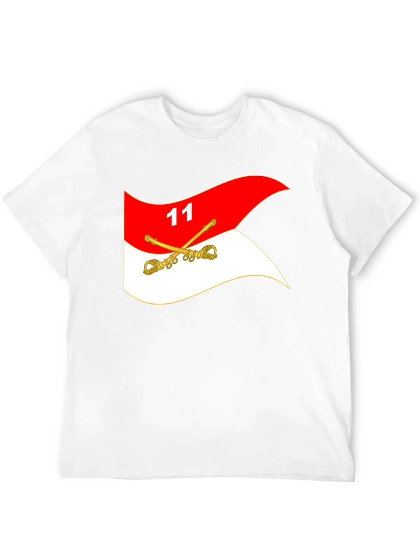 Black T-Shirt with Cavalry Flag Design