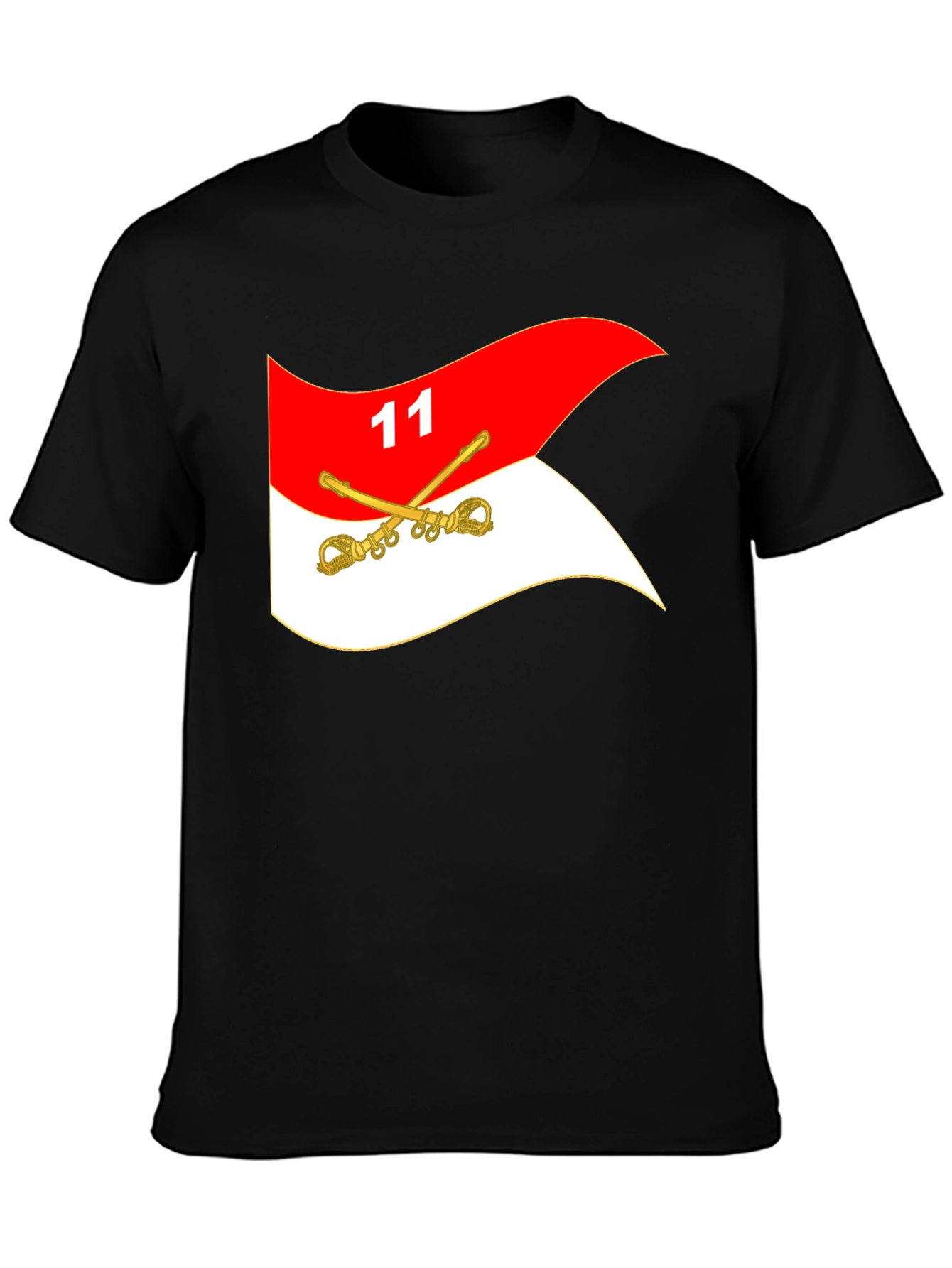 Black T-Shirt with Cavalry Flag Design