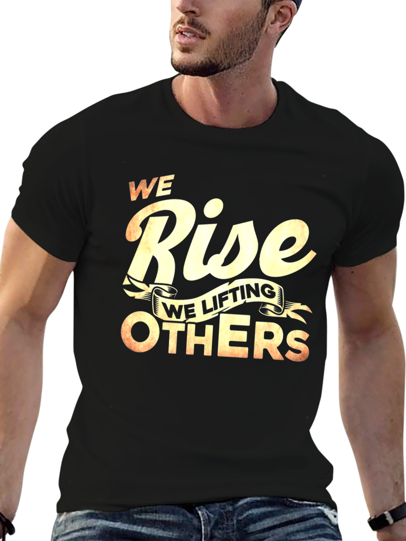 We Rise Lifting Others Graphic Black T-Shirt