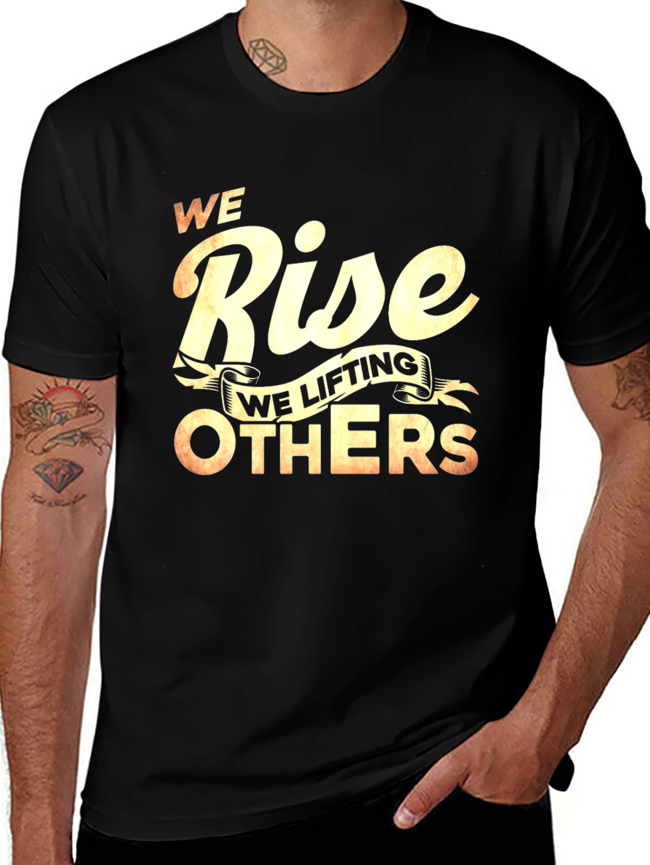 We Rise Lifting Others Graphic Black T-Shirt